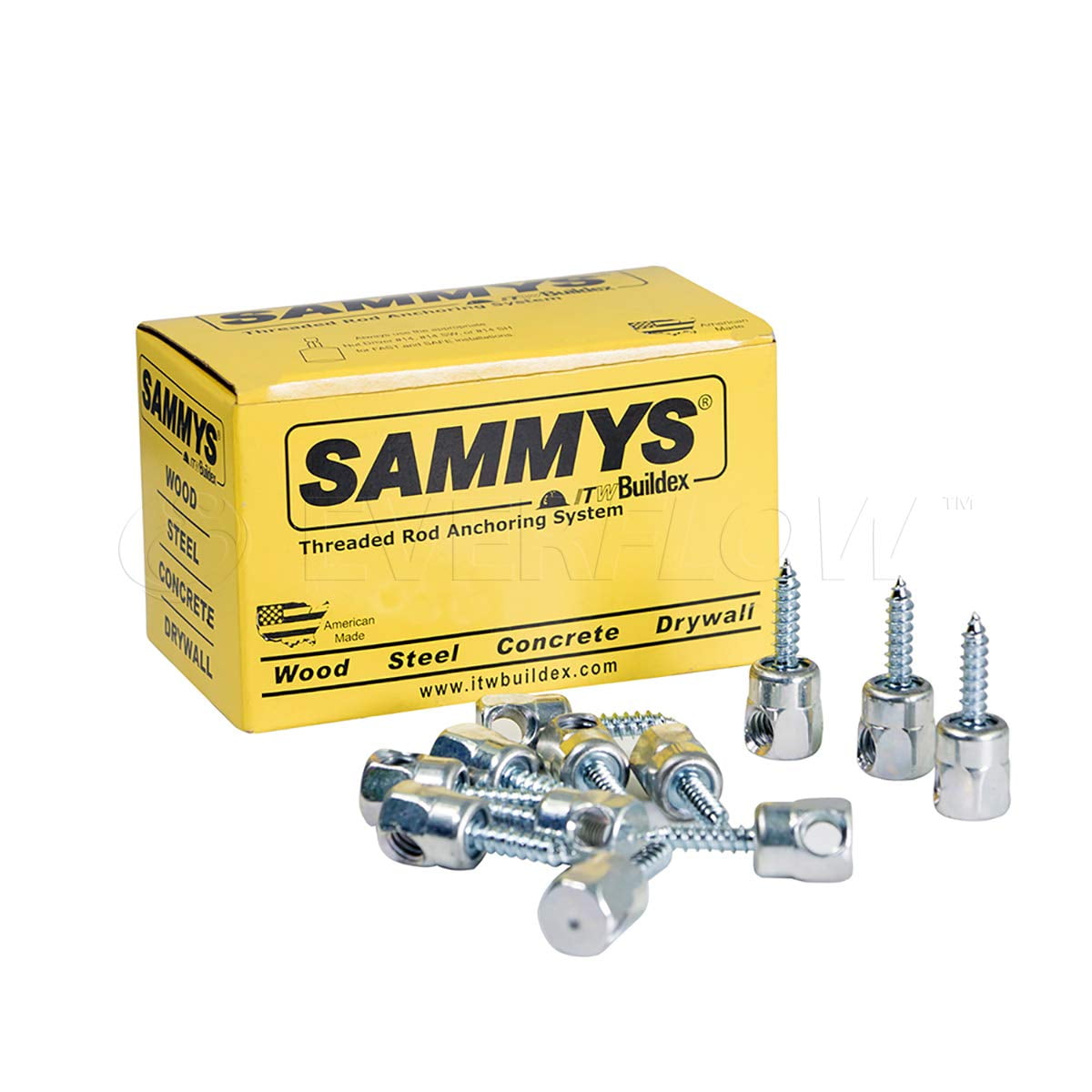 1/4 x 3 in. Sammys Rod Anchor Super Screw, 3/8 in. Threaded Rod Fitting, for Wood (Pkg.=25)