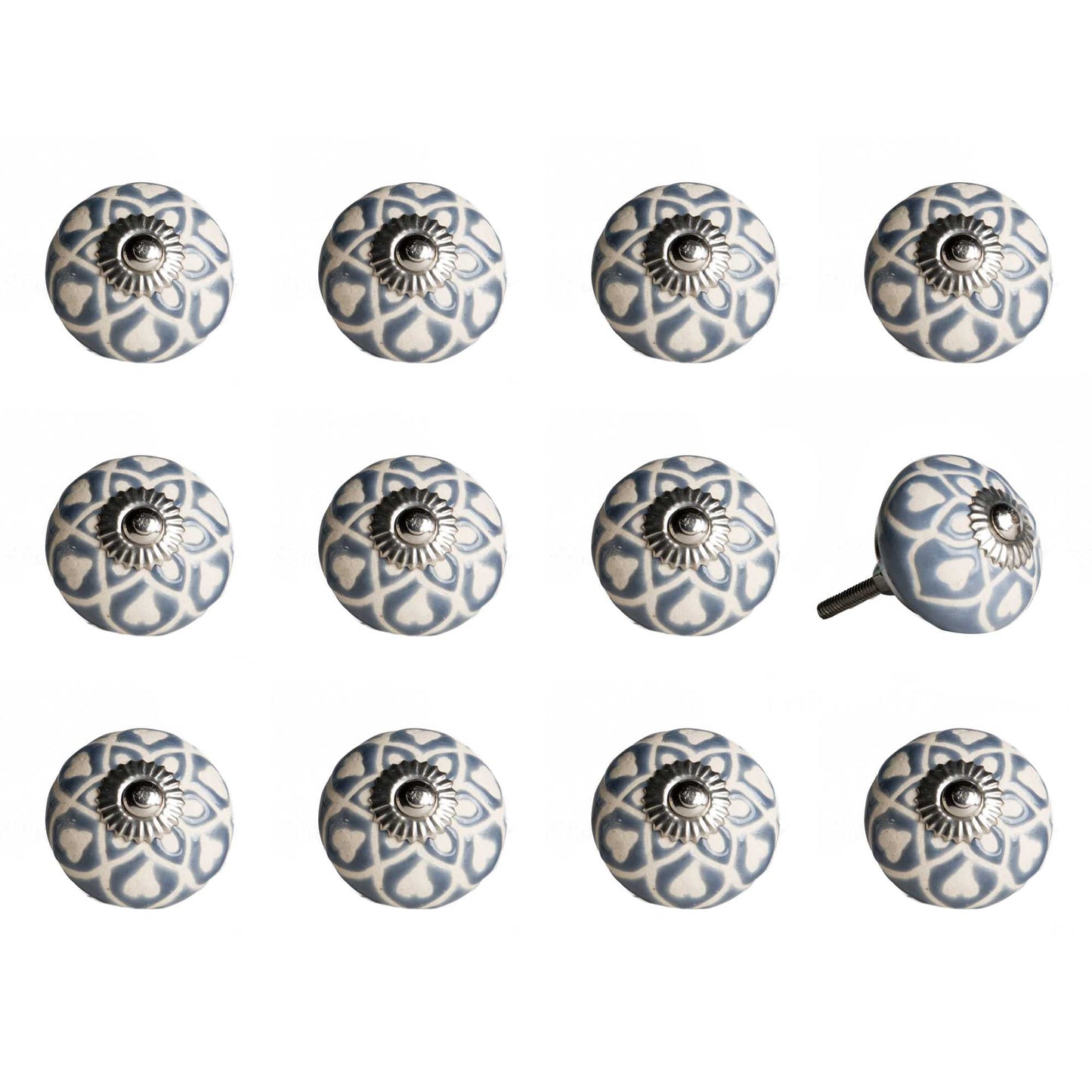 1.5" x 1.5" x 1.5" Blue Cream (Beige) with Silver Knobs 12 Pack