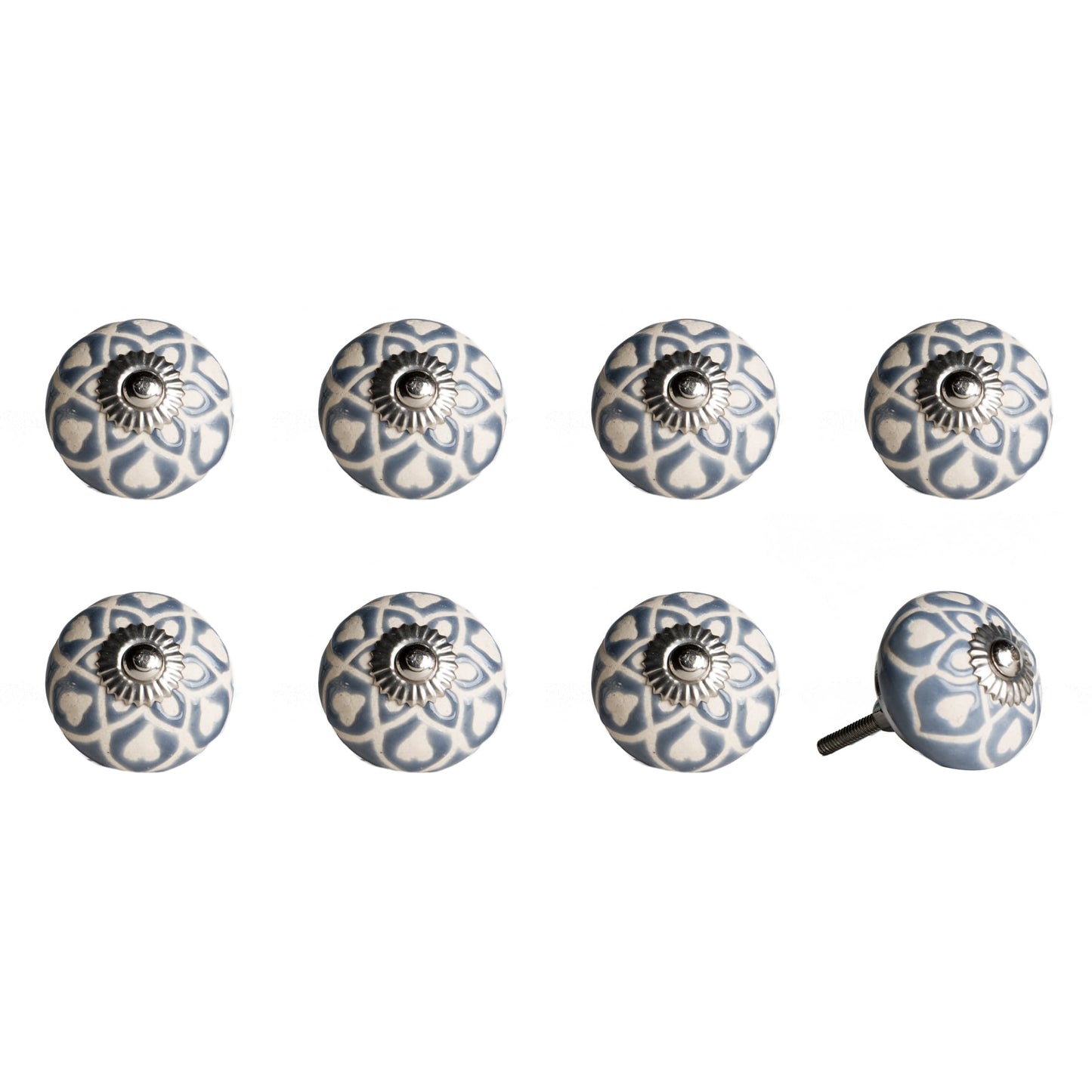 1.5" x 1.5" x 1.5" Hues Of Gray Cream And Silver Knobs 8 Pack