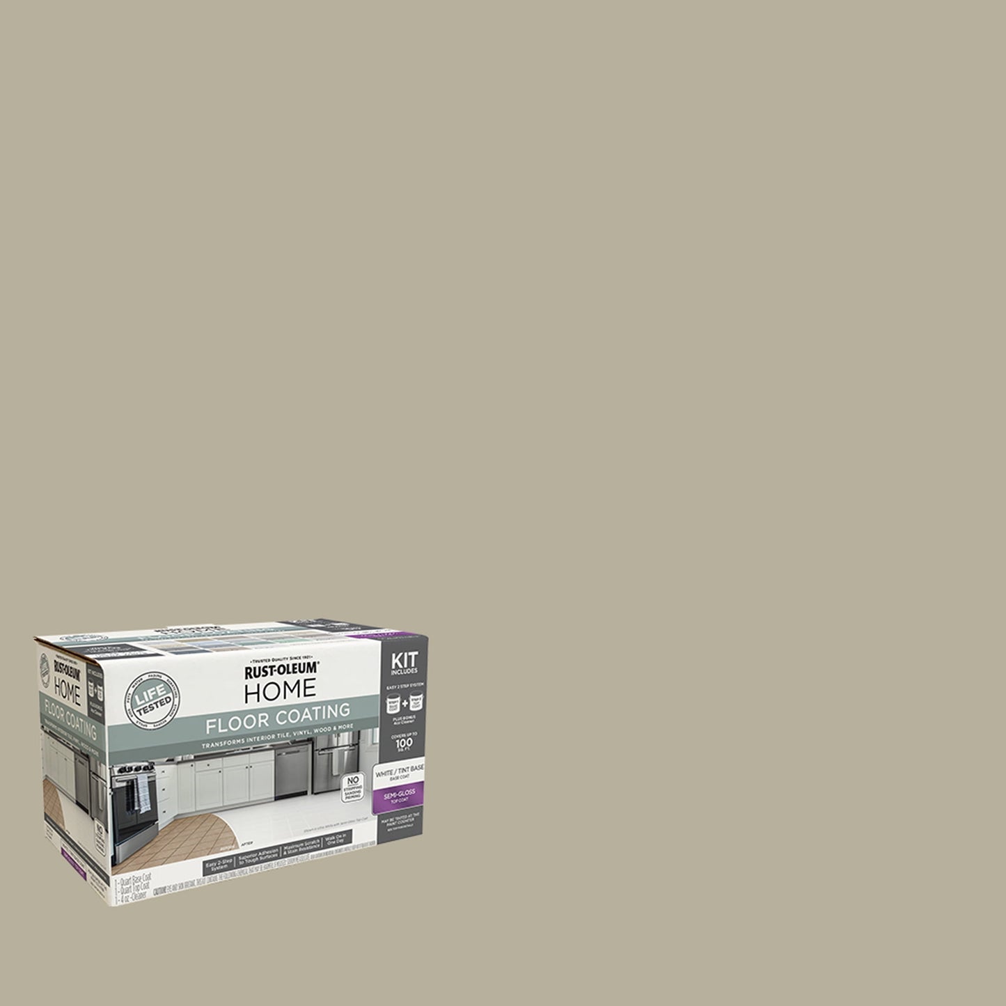 Rust-Oleum Home Semi-Gloss Sandstone Interior Floor Coating Kit-363697T, Quart