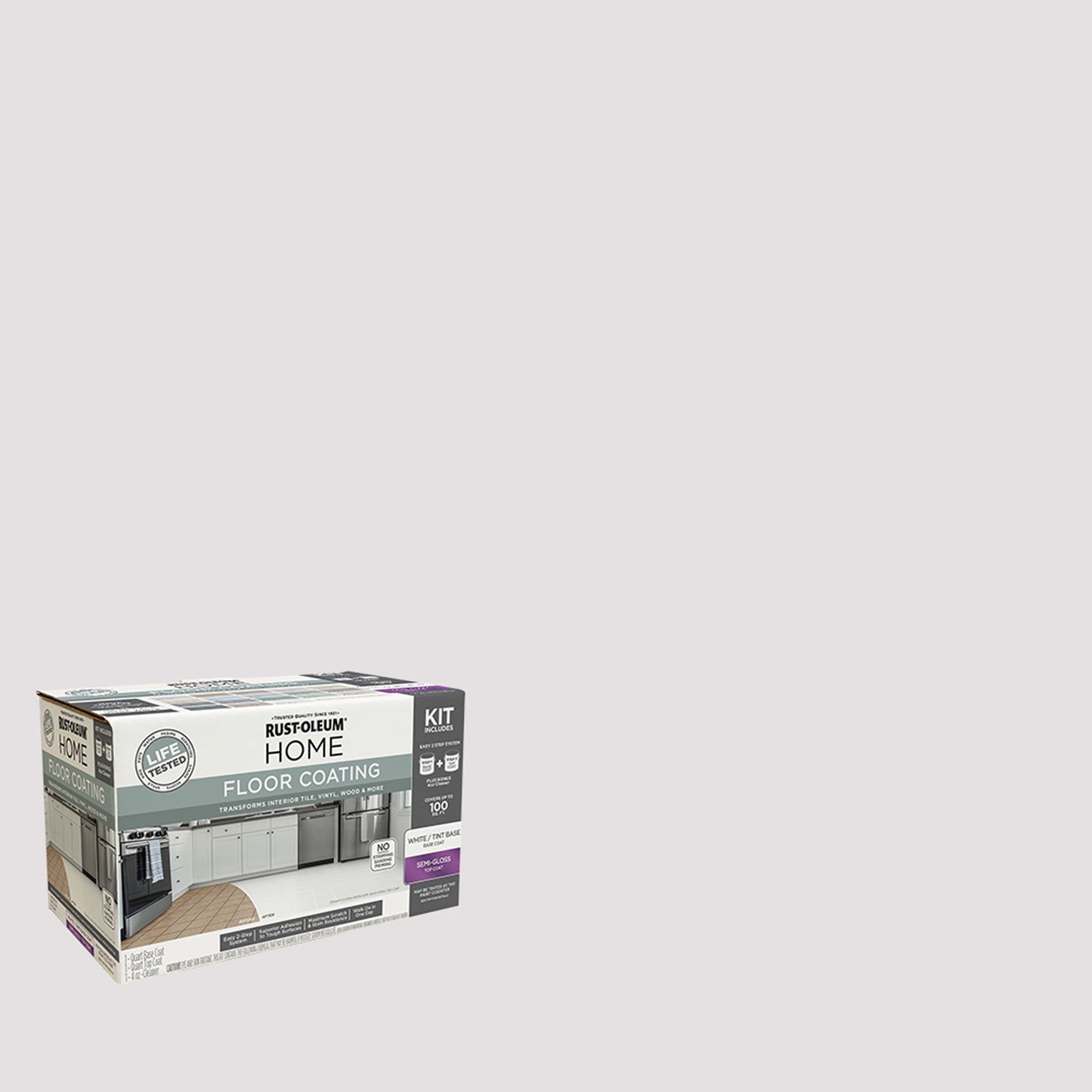 Rust-Oleum Home Semi-Gloss Steam Gray Interior Floor Coating Kit-363708T, Quart