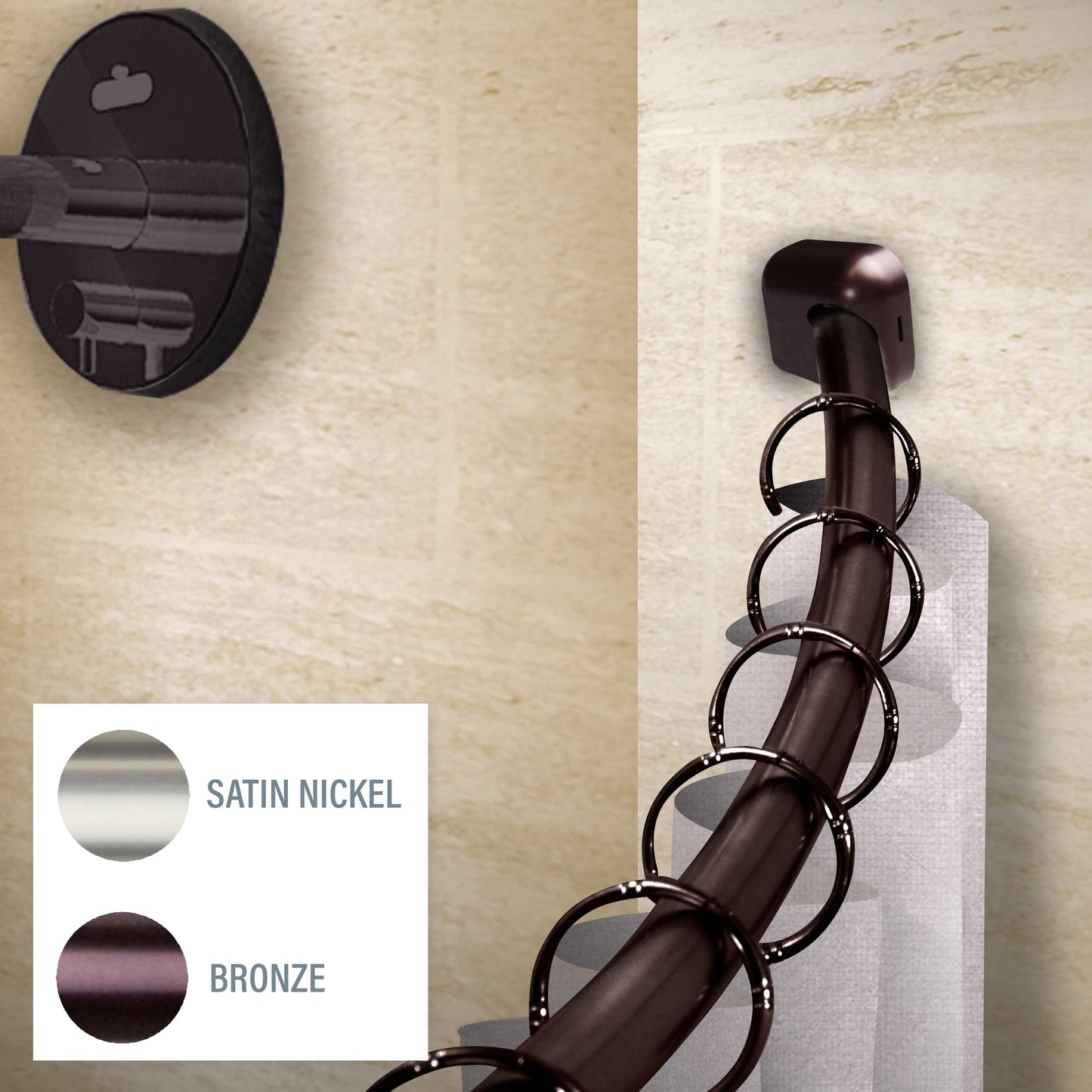 1" Shower Curtain Rod 41"-72"- Bronze