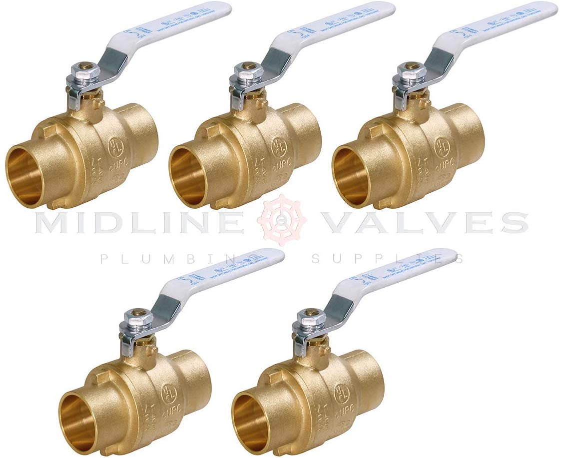 2 in. SWT x 2 in. SWT Premium Brass Full Port Ball Valve (2 Pack)
