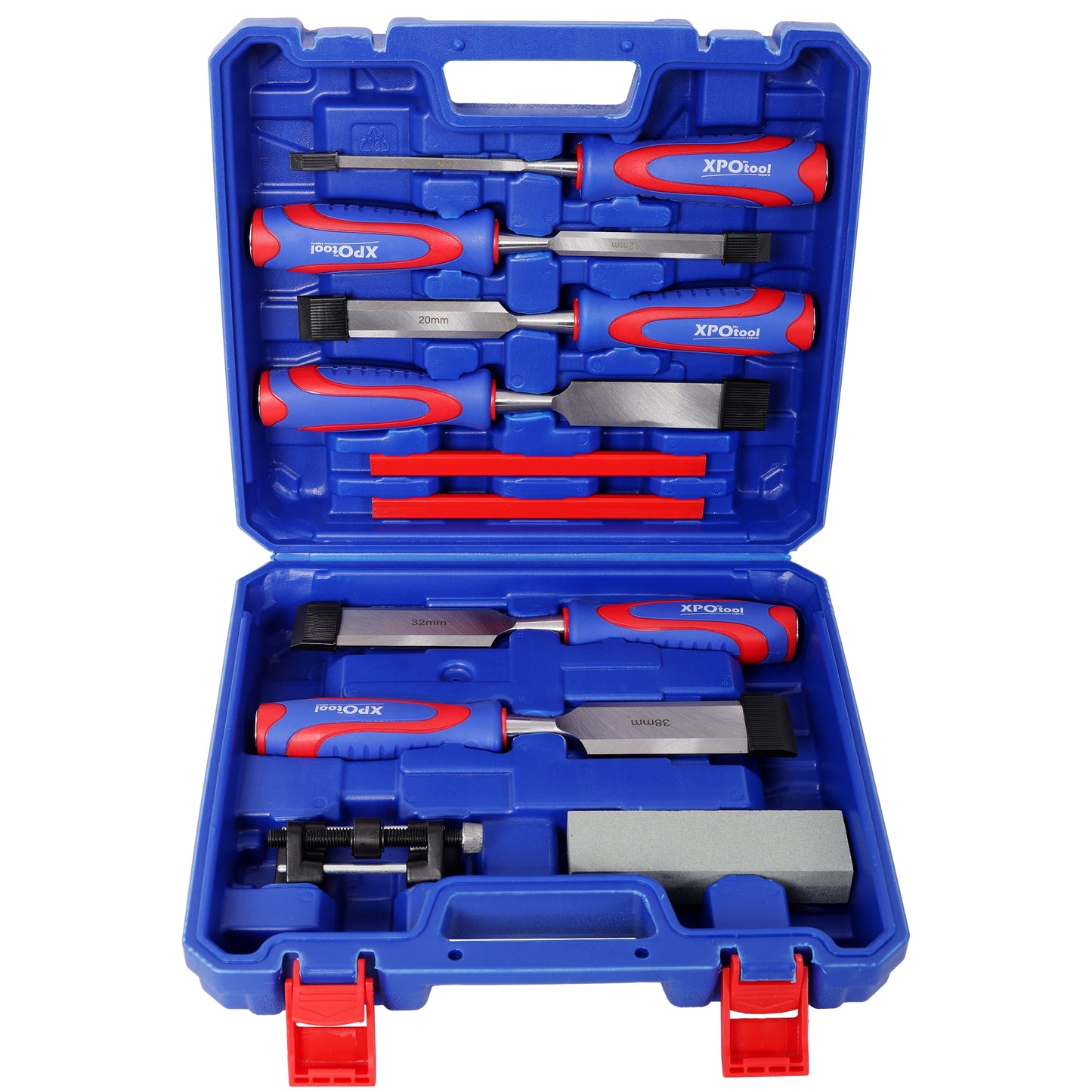 10‑Piece Premium Wood Chisel Set, 6 CR‑V Alloy Steel Chisels with Honing Guide, Sharpening Stone & 2 Carpenter Pencils, Heat‑Treated Woodworking Carving Tool Kit for Beginners & Professionals