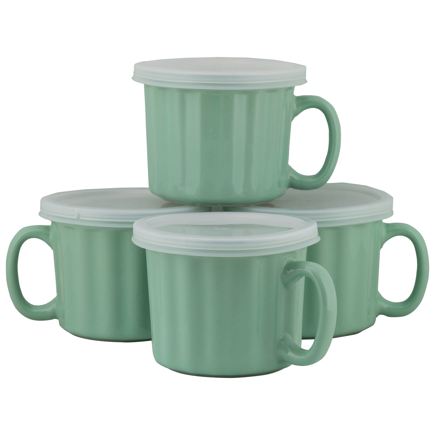 10 Strawberry Street 16 fl oz Set of 4 Soup Mug with Lid, Turquoise