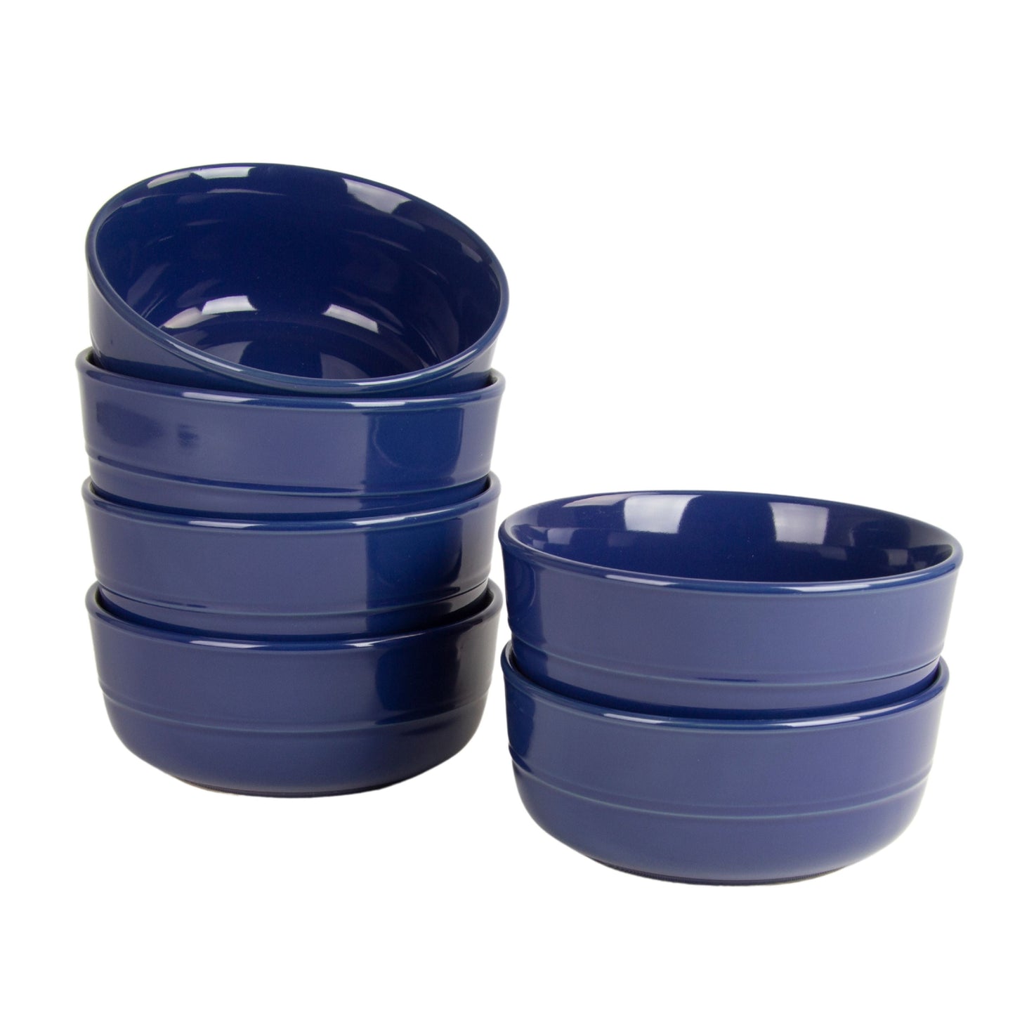10 Strawberry Street Double Line 6.25"/24 oz Round Cereal Bowl, Set of 6, Cobalt Blue