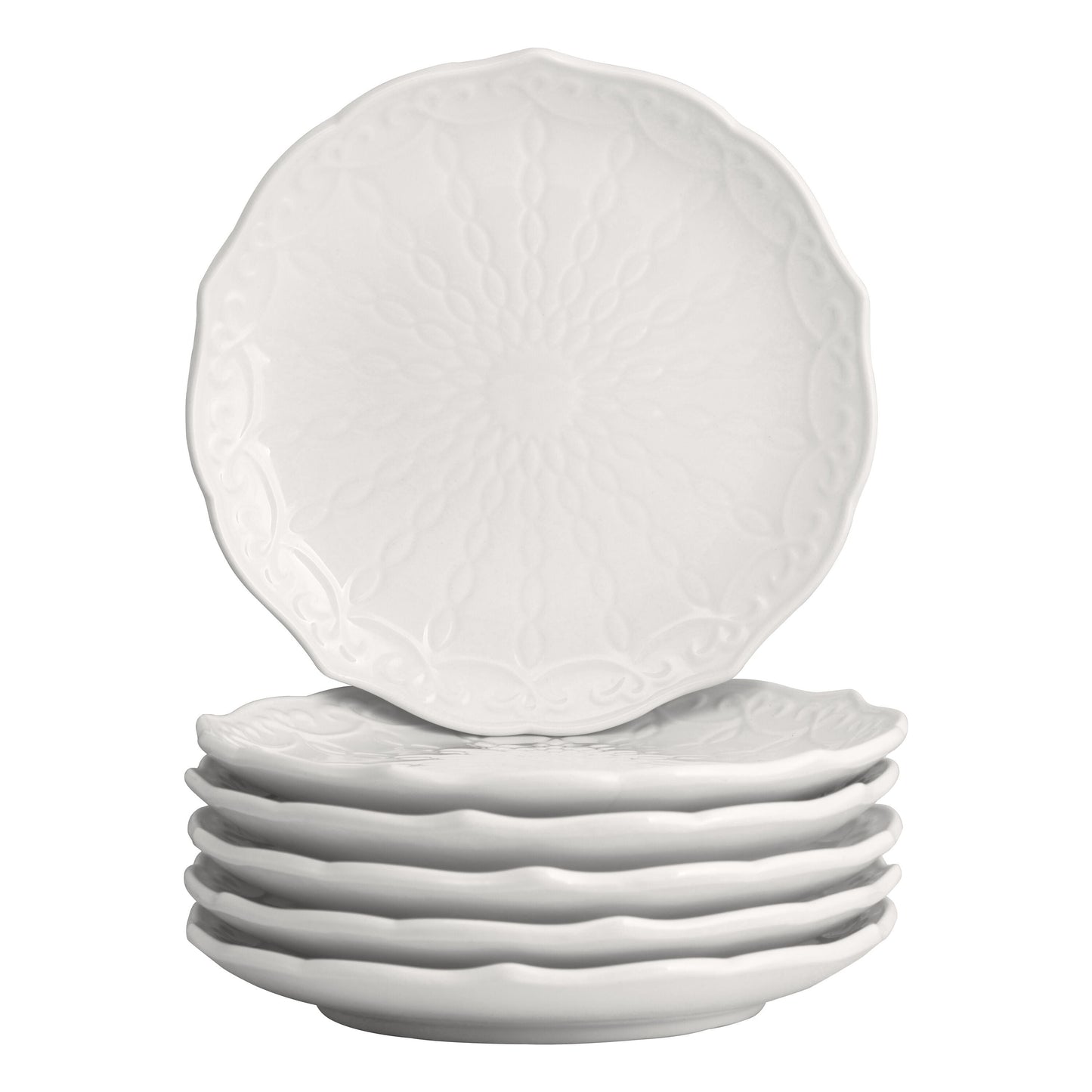 10 Strawberry Street Ever Plato de Porcelana de 6" para Pan y Mantequilla, Juego de 6, Blanco