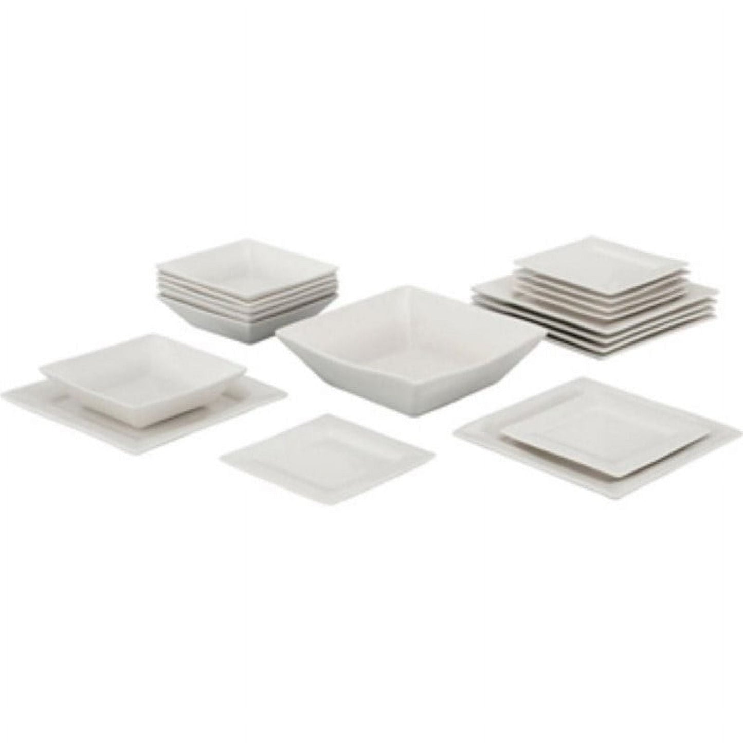 10 Strawberry Street Nova 19 Piece Square Dinnerware Set in White