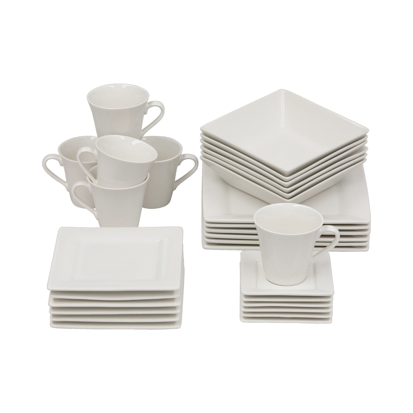 10 Strawberry Street Nova Square 30 Piece Stoneware Dinnerware Set - Cream/White