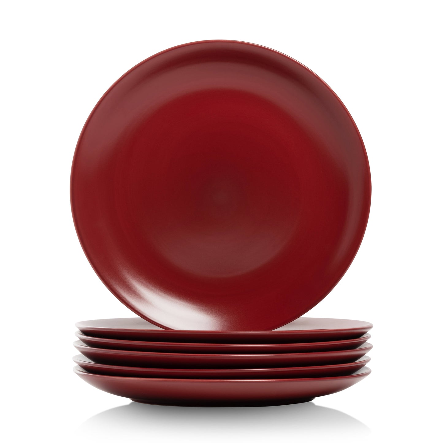 10 Strawberry Street Wazee Matte 10.5" Coupe Stoneware Dinner Plate, Set of 6, Red