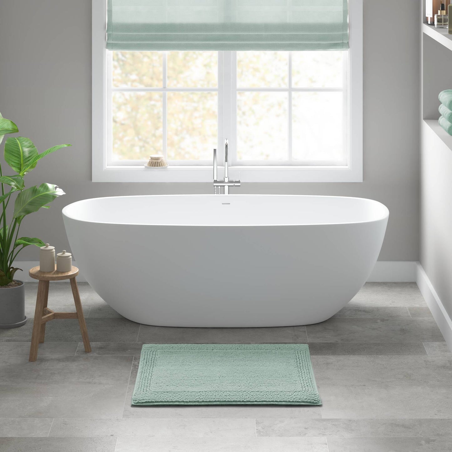100% Cotton Tufted 3000 GSM Reversible Bath Rug 17x24" Green Ultra Plush Dense Machine Washable Bathroom Rug