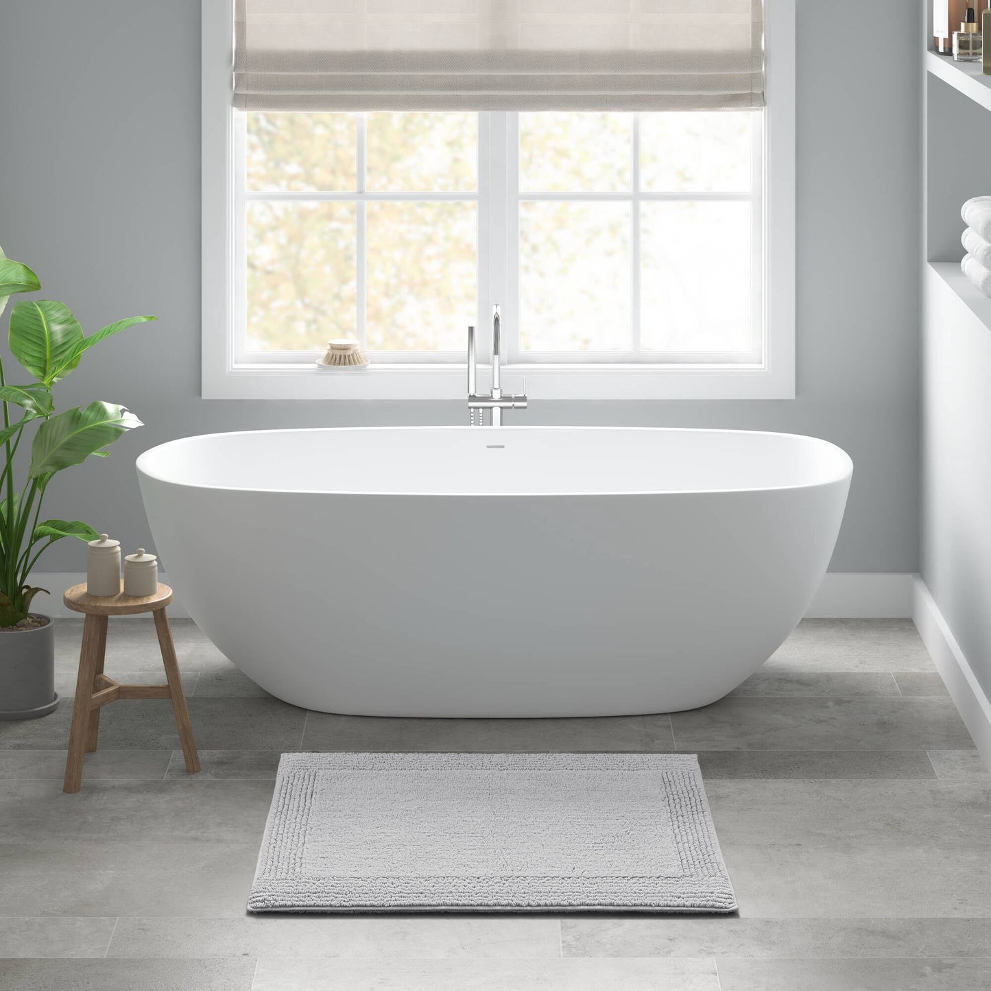 100% Cotton Tufted 3000 GSM Reversible Bath Rug 20x30" Grey Ultra Plush Dense Soft Machine Washable Bathroom Rug