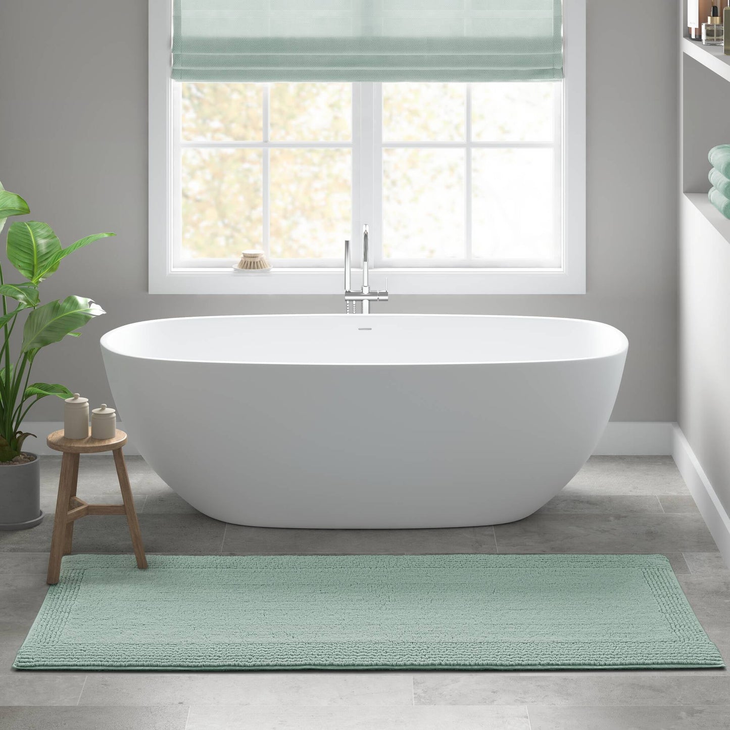 100% Cotton Tufted 3000 GSM Reversible Bath Rug 24x60" Green Ultra Plush Dense Machine Washable Long Bathroom Rug Runner