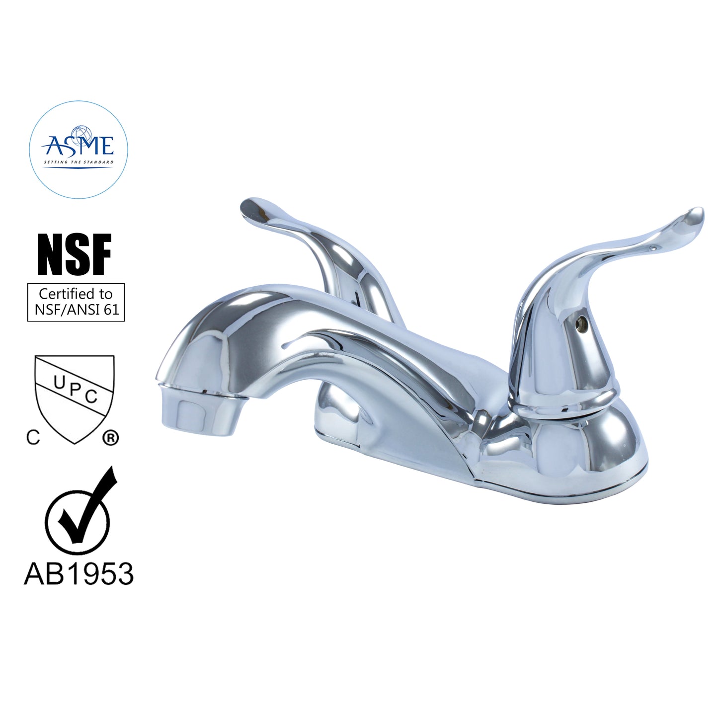 Hybrid Metal Deck Chrome Lavatory Faucet with Wing Style Double Handle and Pop-Up