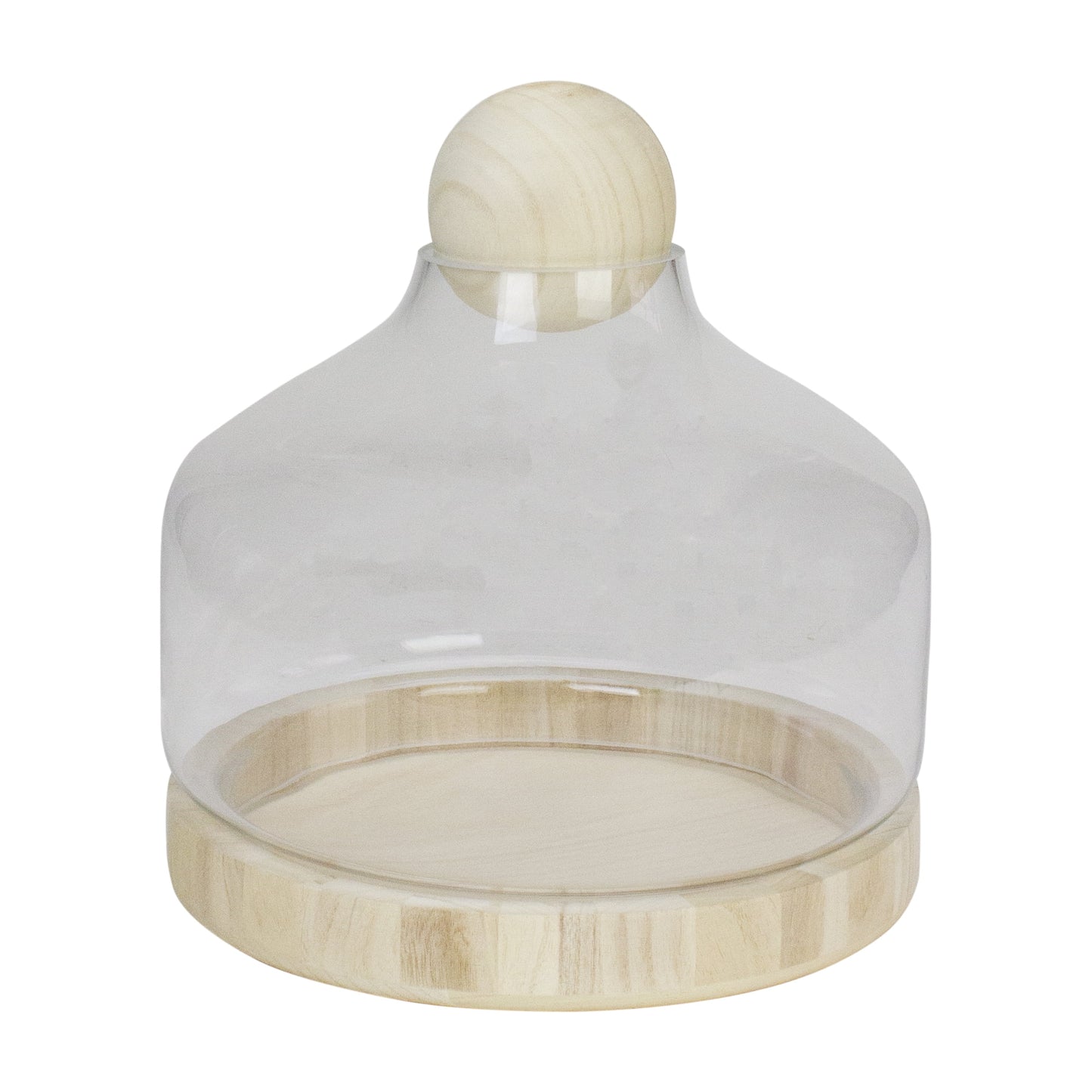 12.5" Clear Glass Hurricane with Wooden Lid and Base