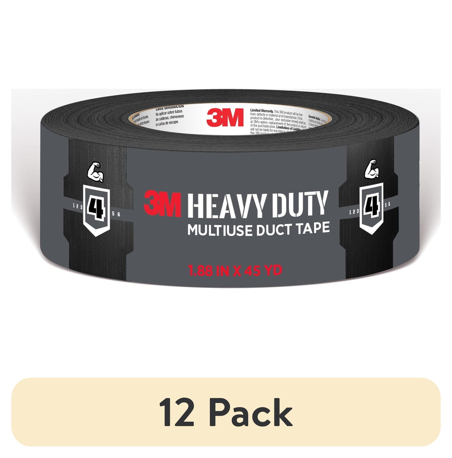 (12 pack) 3M Heavy Duty Black Duct Tape, 1.88 in. x 45 yd., 1 Roll