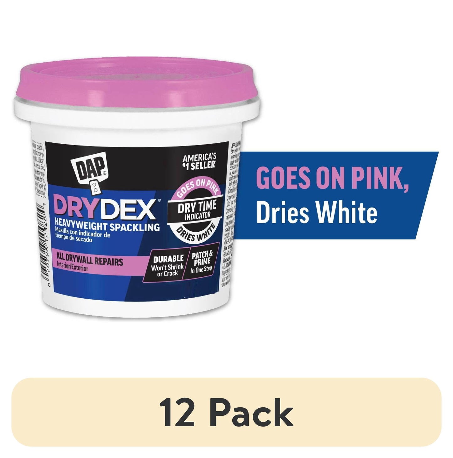 (12 pack) DAP DryDex 8 oz Pink/White Dry Time Indicator Spackling All Purpose