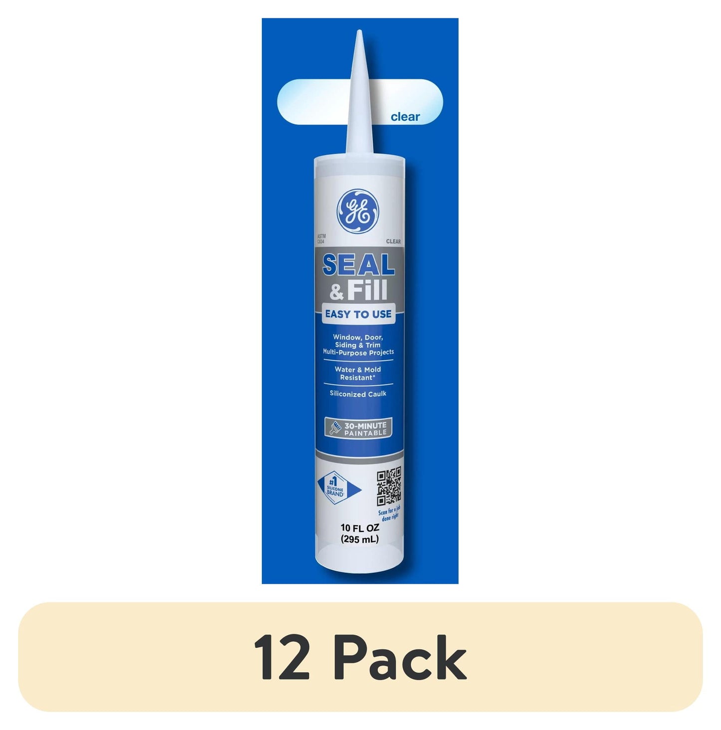 GE Seal And Fill Multipurpose Window & Door, Pack of 1, Clear 10 fl oz Cartridge
