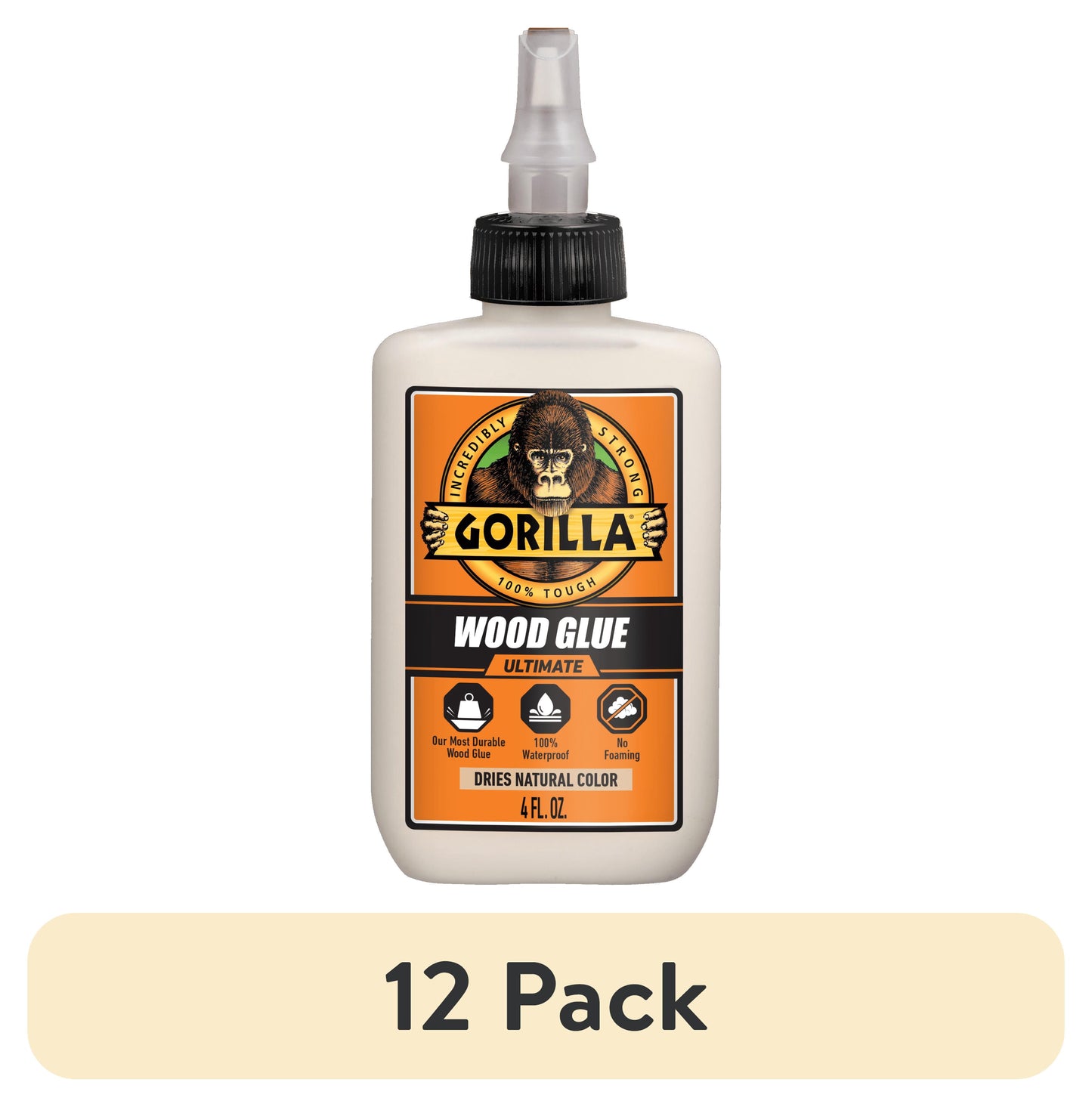 (12 pack) Gorilla 4 Ounce Ultimate Waterproof Wood Glue, Pack of 1
