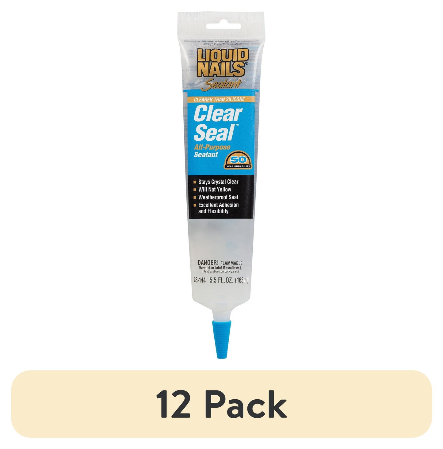 (12 pack) Liquid Nails Clear Seal CS-144 5.5 oz. All-Purpose Sealant