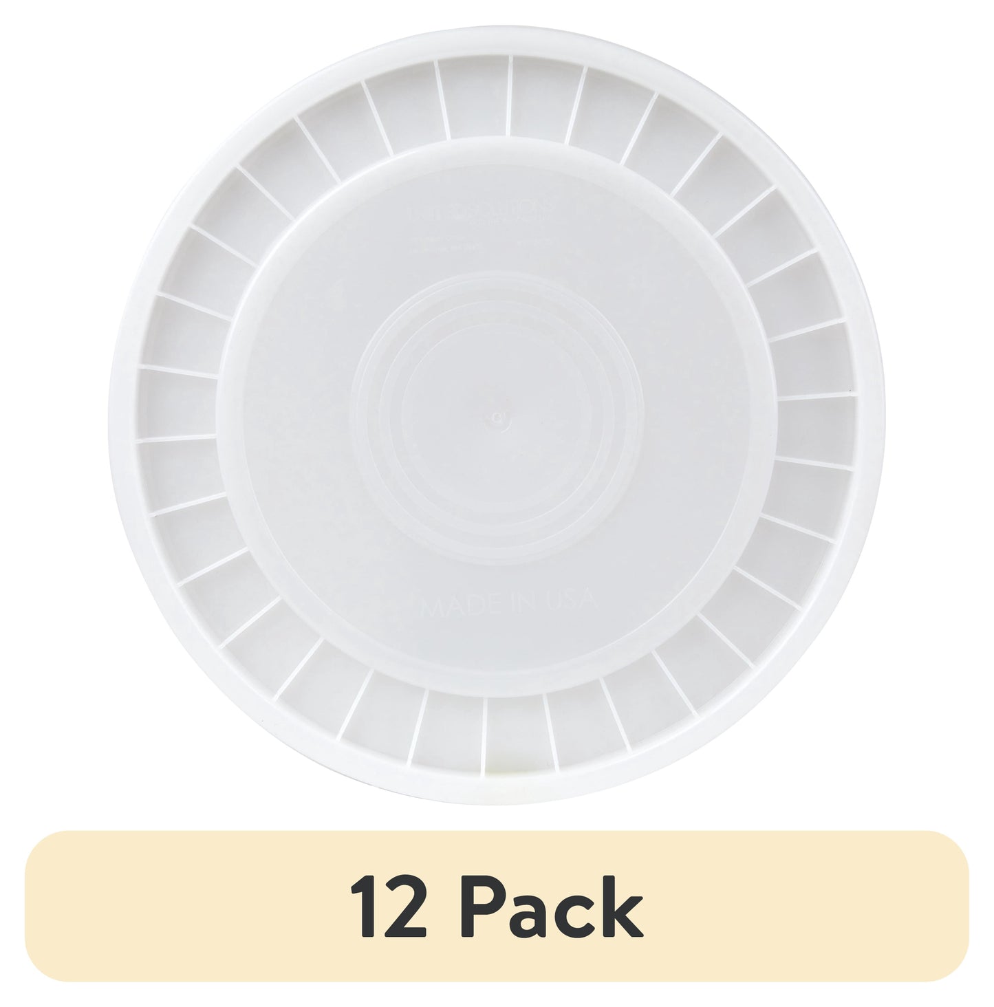 (12 pack) United Solutions 5 Gallon Round Plastic Utility Bucket Lid, White, 1 Each