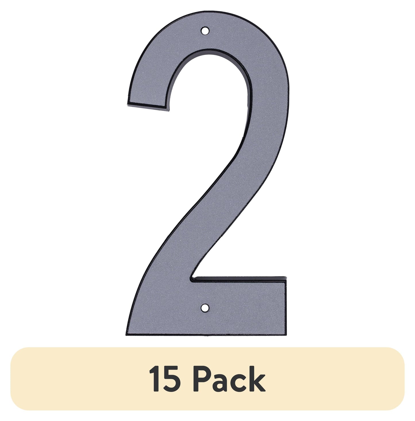 (15 pack) HY-KO 4" Reflective Plastic Modern Number 2
