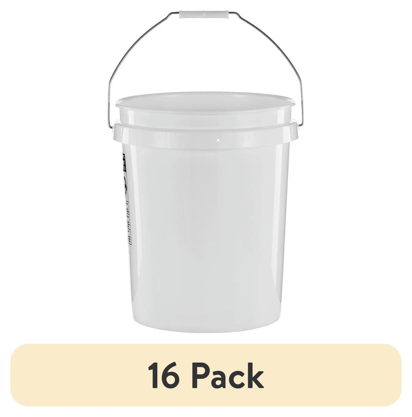(16 pack) United Solutions 5 Gallon Round Utility Bucket, Comfort Handle, Plastic, White, PN0149, 1 Each