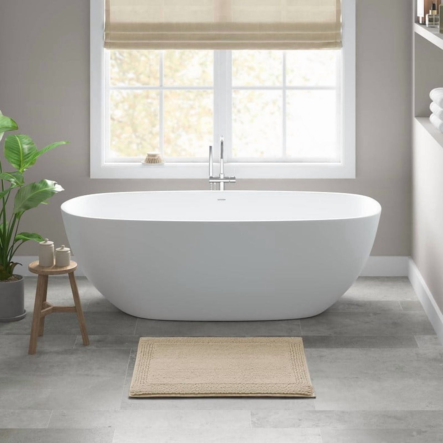 17x24 Inches Reversible Bath Rug, 100% Cotton 3000 GSM Tufted Bath Mat, Natural Luxury Soft Plush Bathroom Rug for Bathroom Shower Floor Home Decor