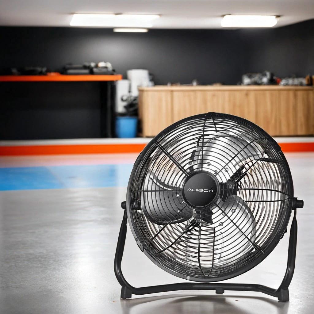 18" 3-Speed High-Velocity Industrial Heavy Duty Metal Floor Fan in Black with Tilting Head for Outdoor Indoor Use