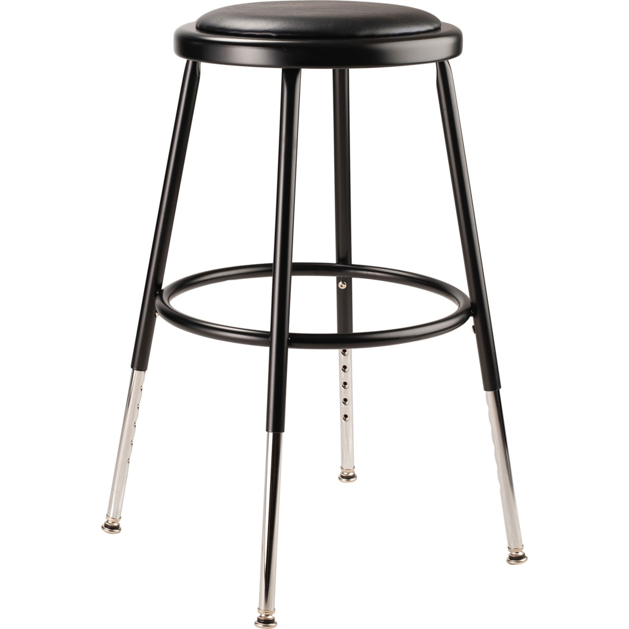 18.5 -26.5" Height Adjustable Heavy Duty Vinyl Padded Steel Stool - Black