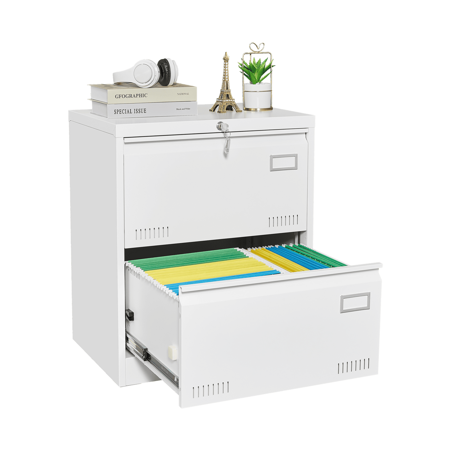 2 Drawer Metal Lateral File Cabinet with Lock,Office Vertical Files Cabinet for Home Office