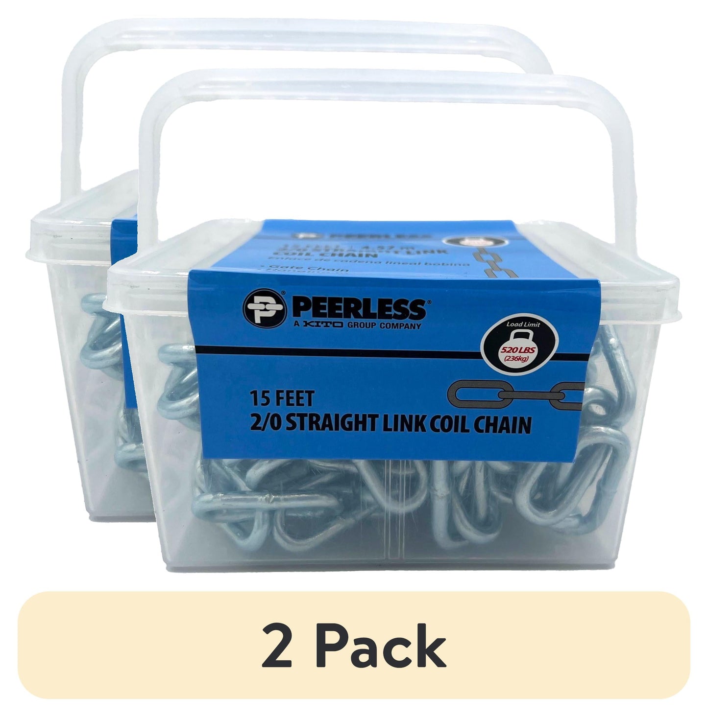 (2 pack) 2/0 Straight Coil Chain, 15', Peerless Chain Company, #4752015