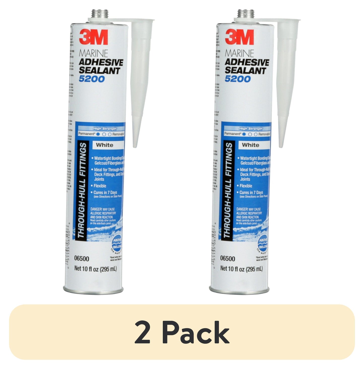 (2 pack) 3M Marine Adhesive Sealant Cartridge, Permanent Bonding Sealing Waterproof Repair, White, 10 fl oz