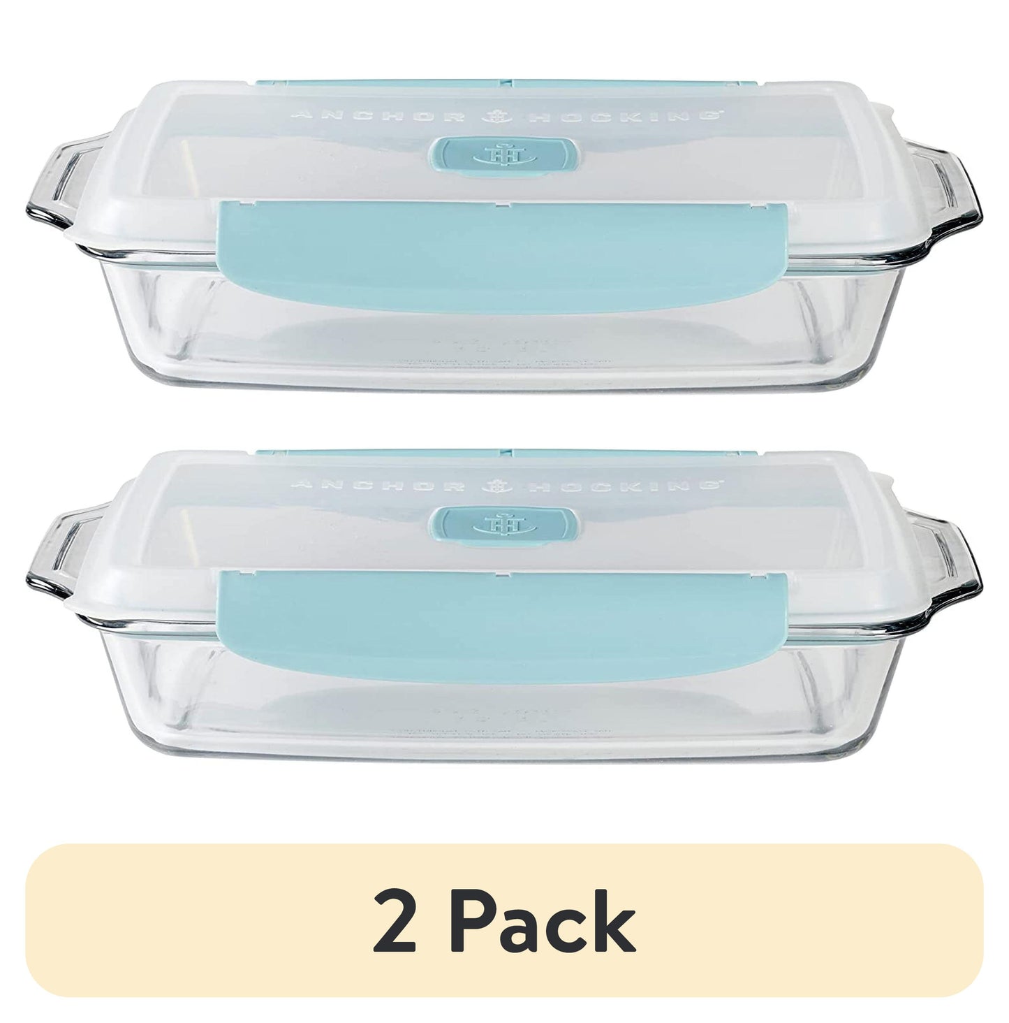 (2 pack) Anchor Hocking TrueLock Locking Lid 9" by 13" Glass Baking Dish, 3 Quart Dish