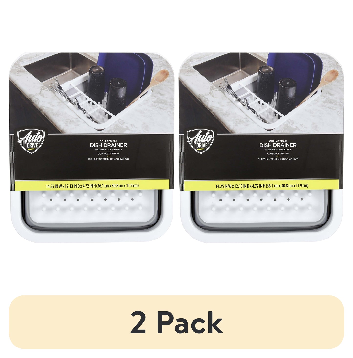 (2 pack) Auto-Drive, RV Collapsible Dish Drainer with Built-in-Utensil Organizer, Thermoplastic rubber