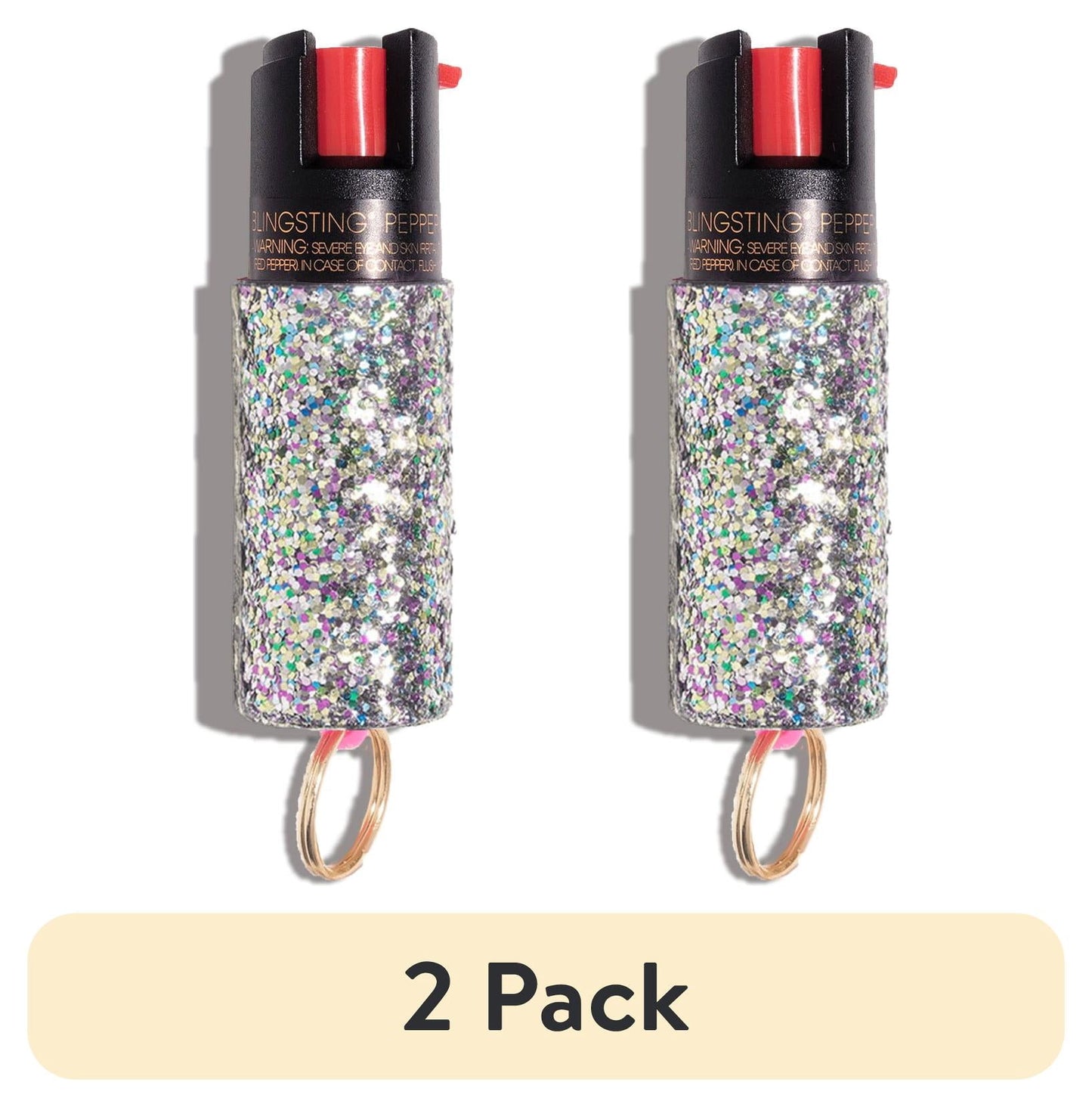 (2 pack) BLINGSTING Essentials Maximum Strength Pepper Spray with Key Ring, Confetti, .5 Ounces