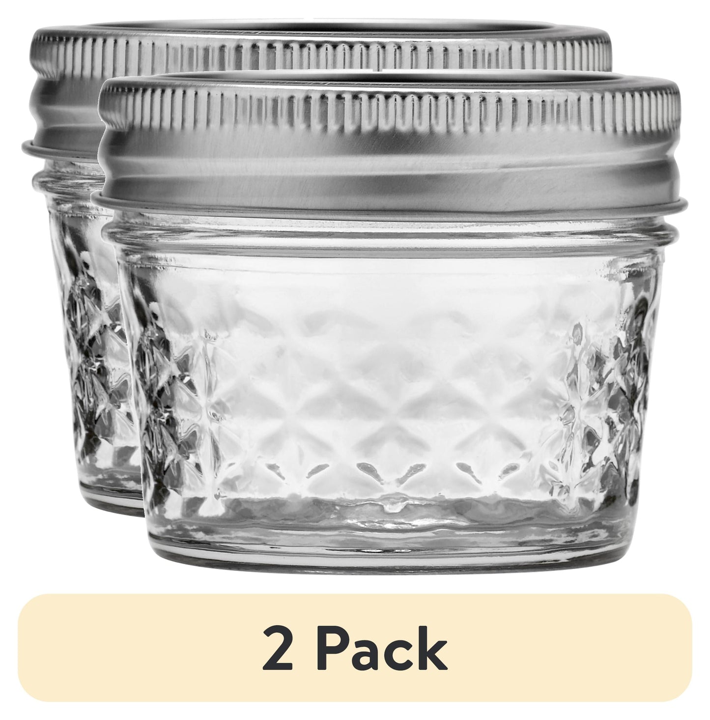 (2 pack) Ball Regular Mouth 4oz Quilted Pint Mason Jars, 12 Count