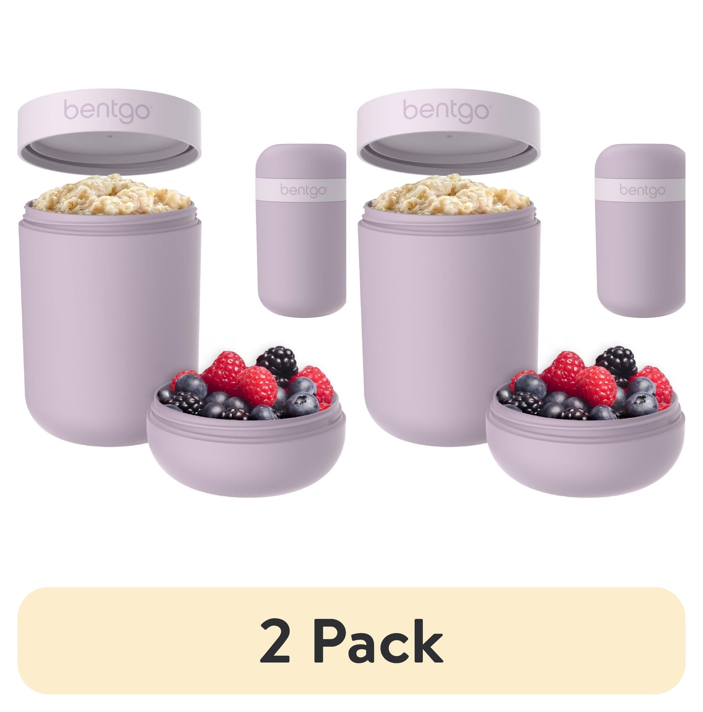 (2 pack) Bentgo Snack Cup - Reusable Snack Container with Leak-Proof Design, Toppings Compartment, and Dual-Sealing Lid, Portable & Lightweight for Work, Travel, Gym - Dishwasher Safe (Orchid)