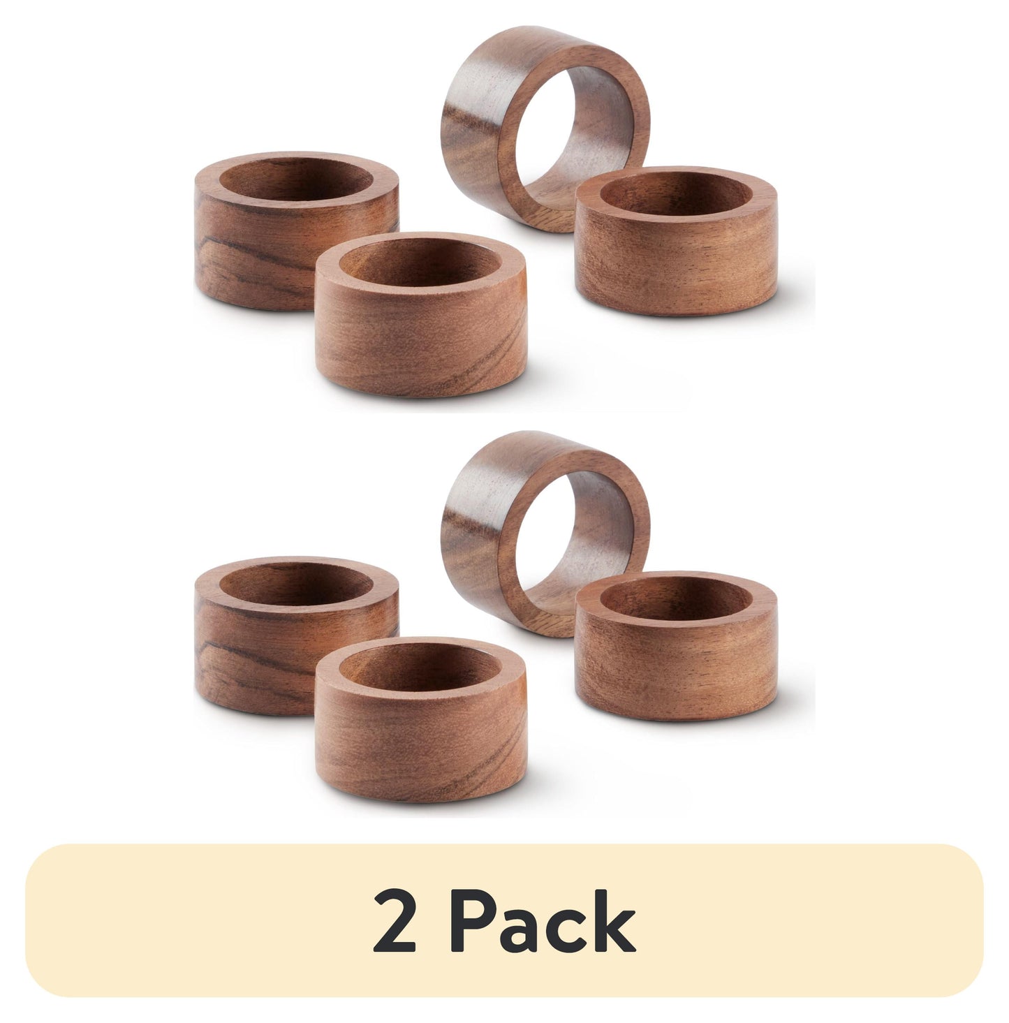 (2 pack) Better Homes & Garden Napkin Rings, Brown, 4 Pieces