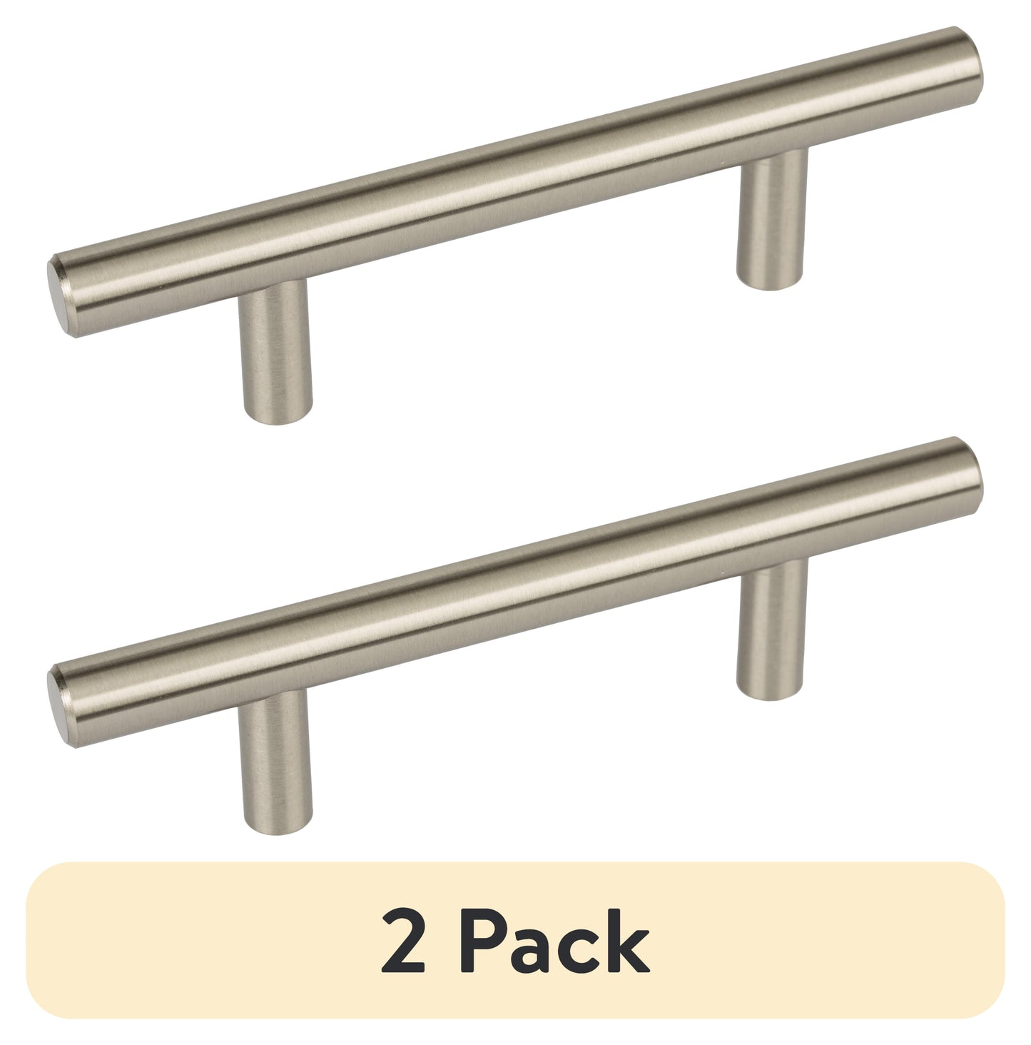 (2 pack) Better Homes & Gardens 3" (76mm) Center-to-Center Bar Pull, Satin Nickel, 6 Pack