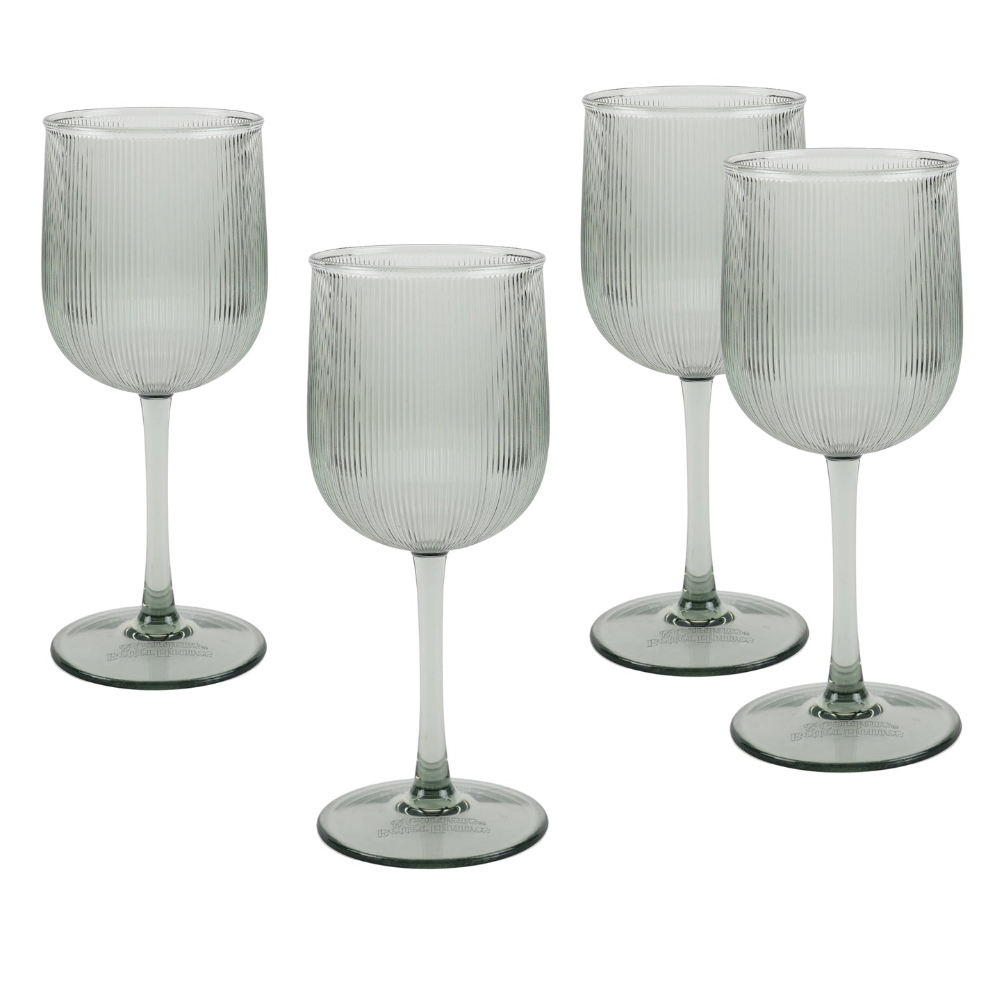(2 pack) Better Homes & Gardens 4-Piece Green Ribbed Tritan Wine Glass Set