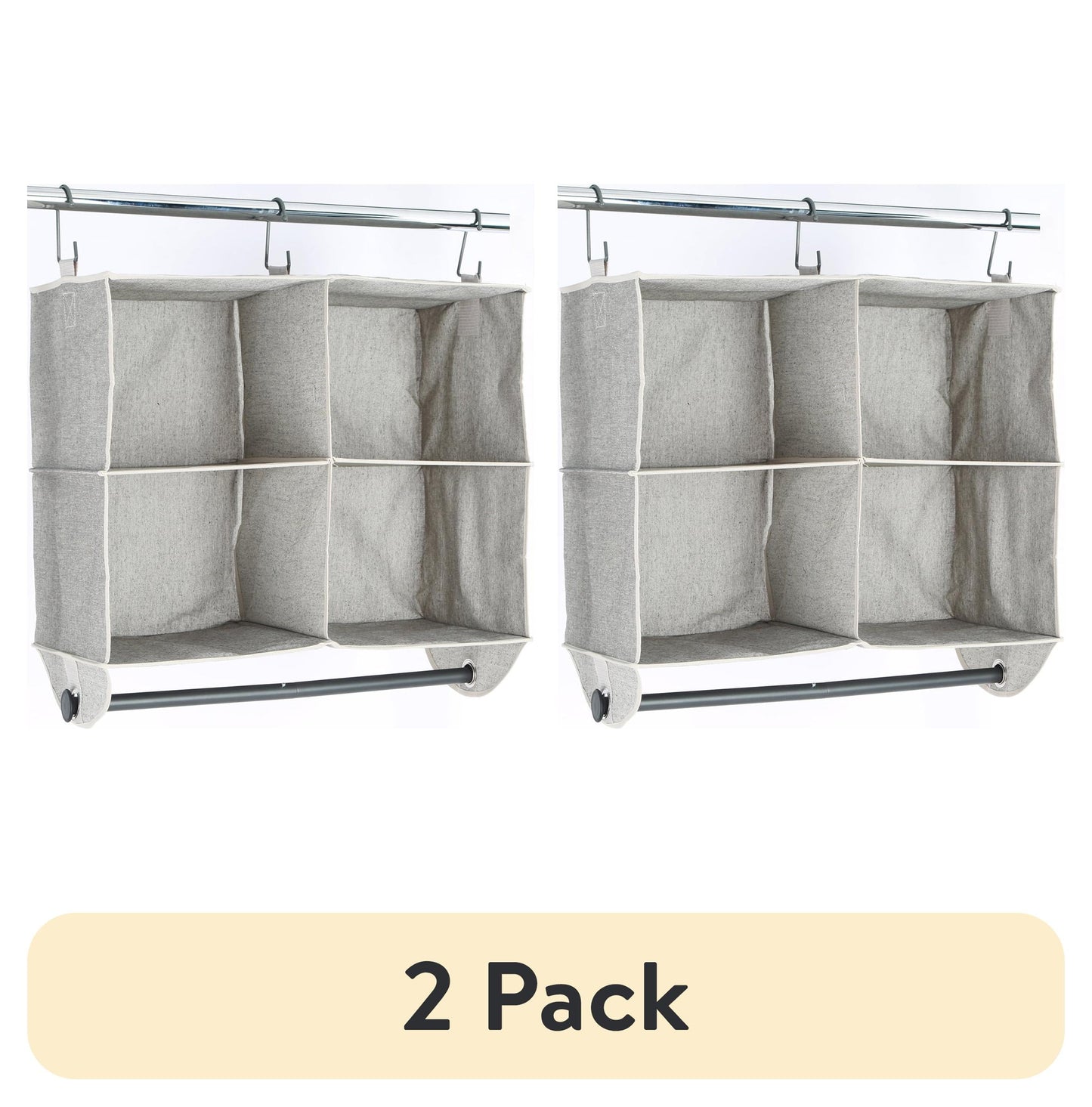 (2 pack) Better Homes & Gardens Gray 4-Shelf Hanging Closet Organizer with Rack