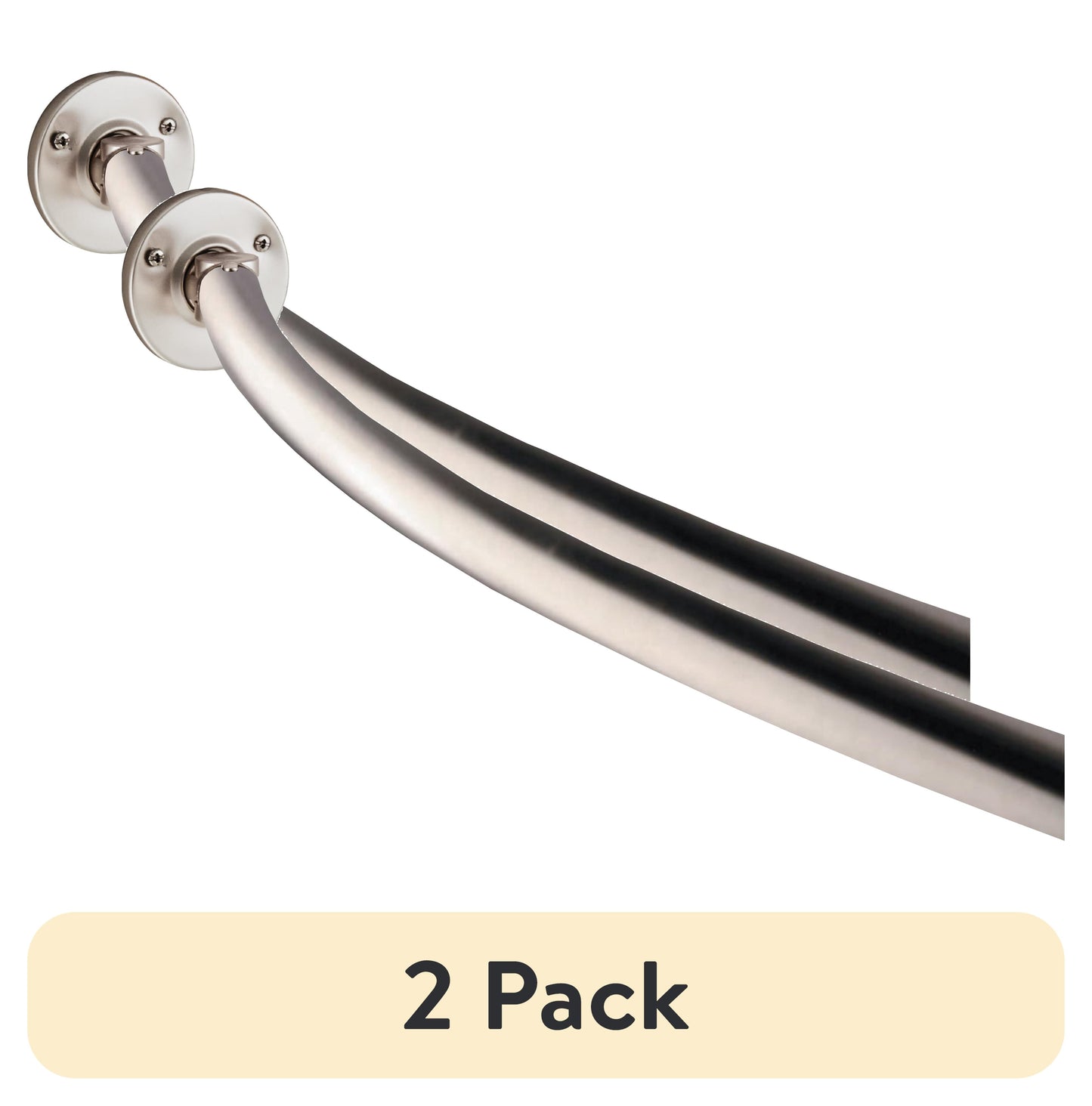 (2 pack) Better Homes & Gardens 45" -to 72" Adjustable Rotating Rust-Proof Curved Shower Rod, Satin Nickel
