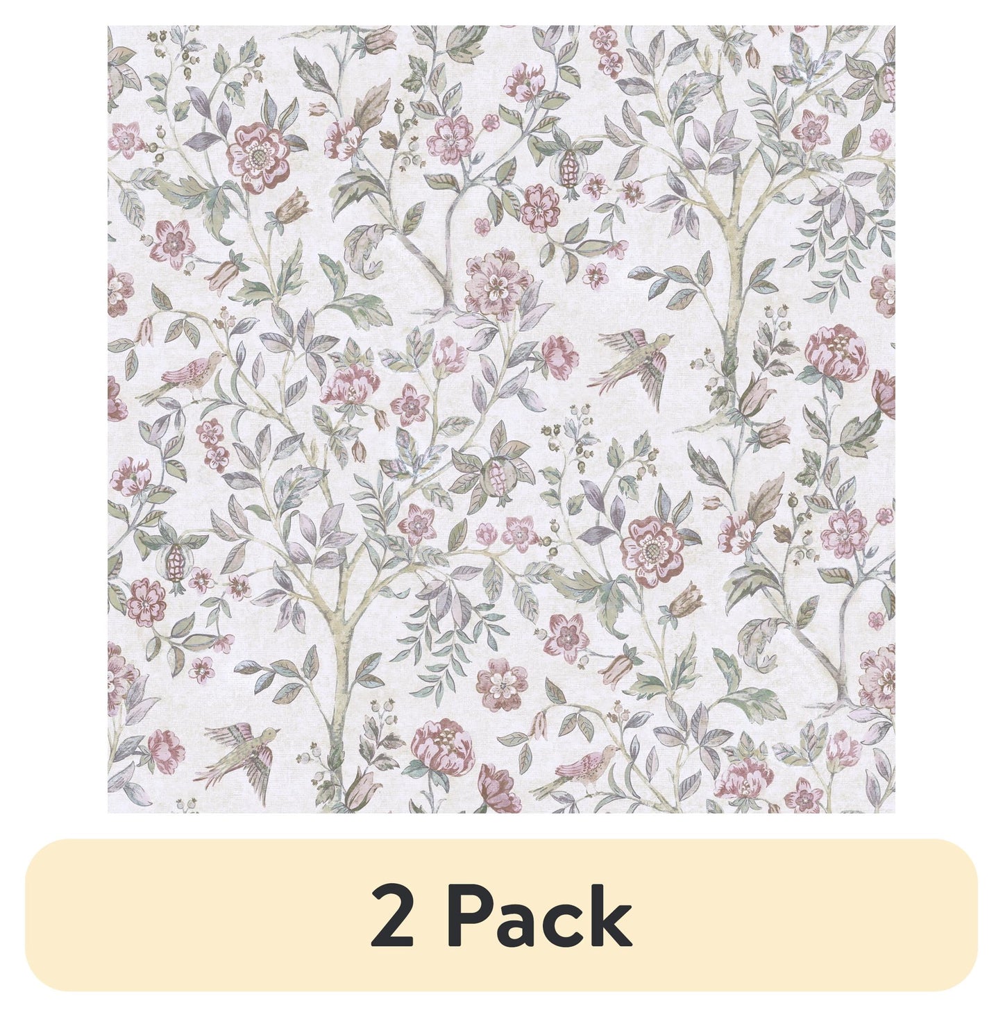 (2 pack) Better Homes & Gardens Blush Bird Botanical Peel and Stick Wallpaper 30.75 Sq. ft
