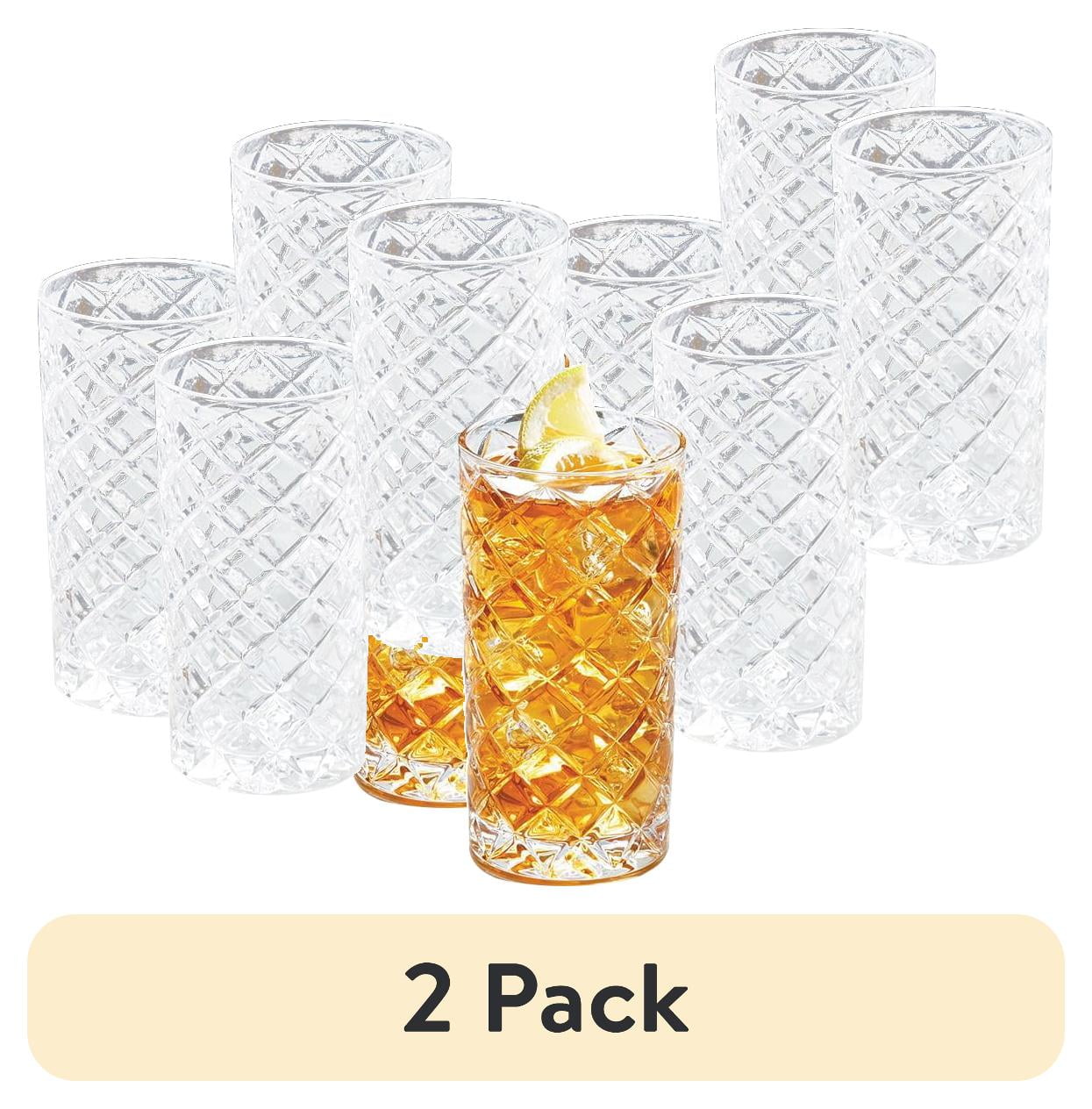 (2 pack) Better Homes & Gardens Diamond Cut Tumbler Clear Drinking Glass, 8 Pack