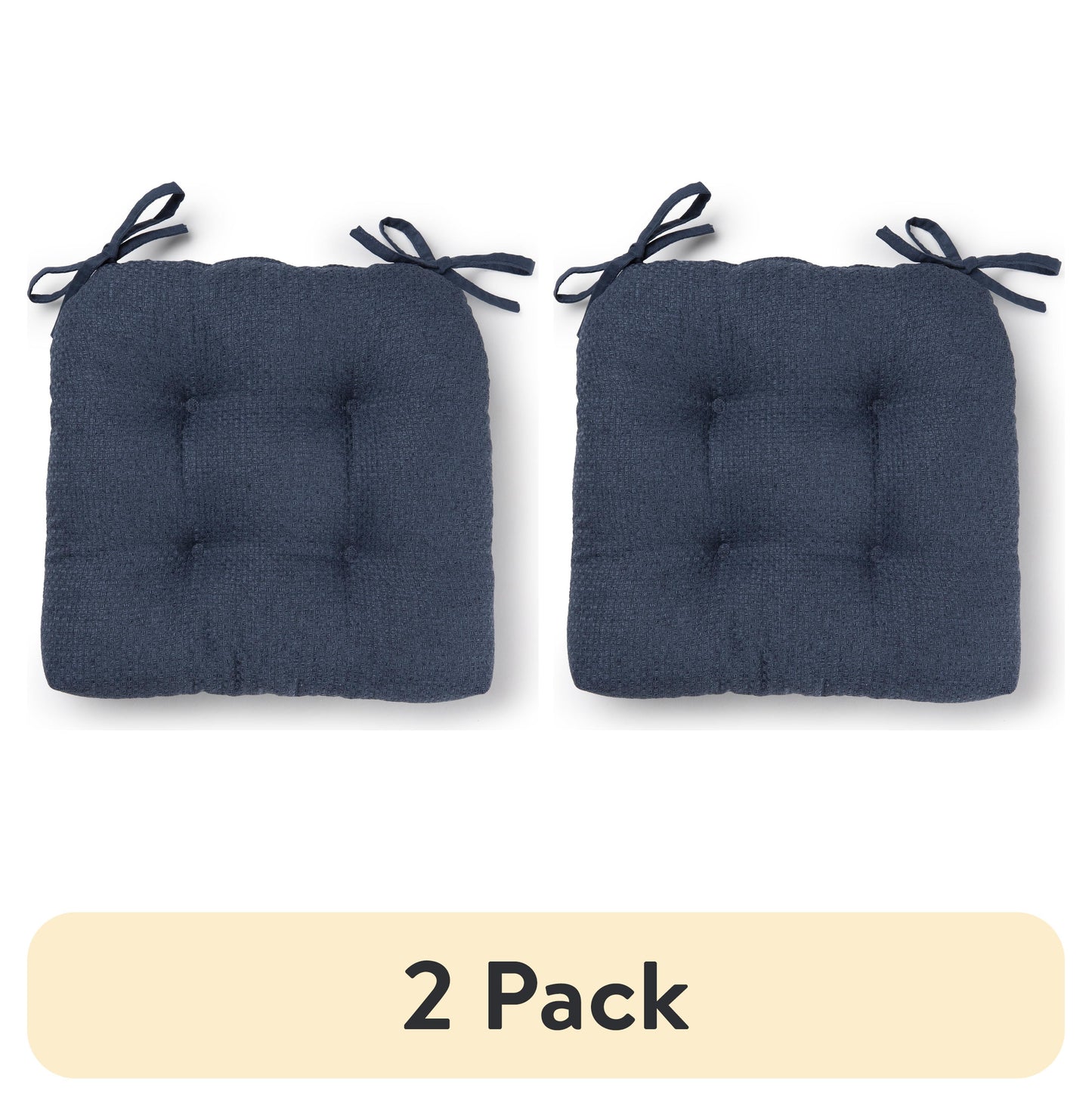 (2 pack) Better Homes & Gardens Shredded Memory Foam Chair Cushion, 16" x 14.5", Washed Indigo, Single