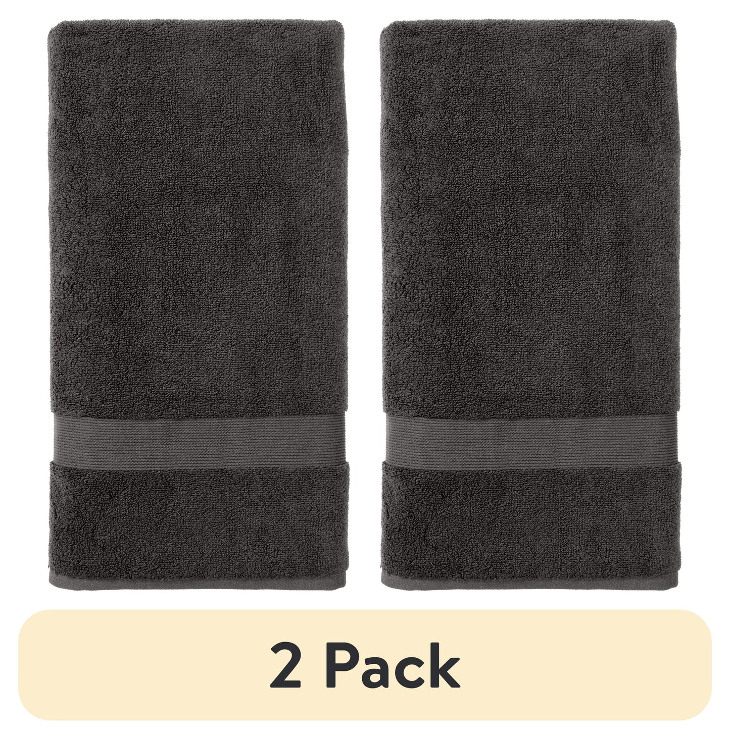 (2 pack) Better Homes & Gardens Signature Soft Solid Cotton Bath Sheet, Grey Shadow