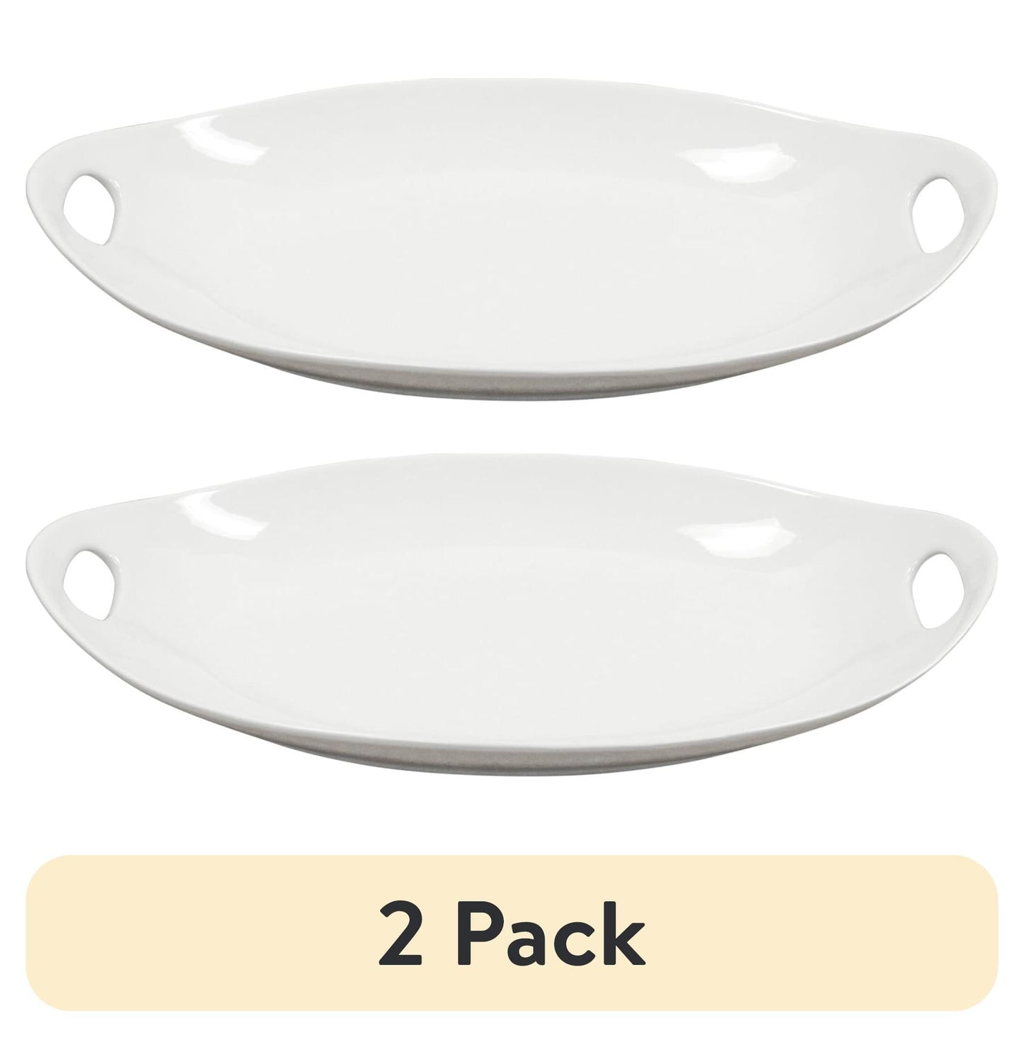 (Paquete de 2) Bandeja de Porcelana Blanca con Asas
