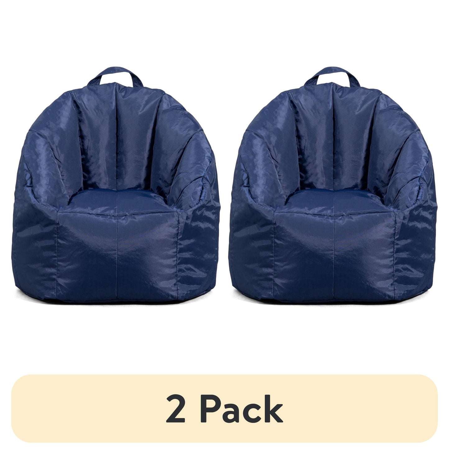 (2 pack) Big Joe Joey Junior Bean Bag Chair for Kids, 1.5 ft Nylon Blend Lightweight Lounge Chair, Durable Polyester, Navy