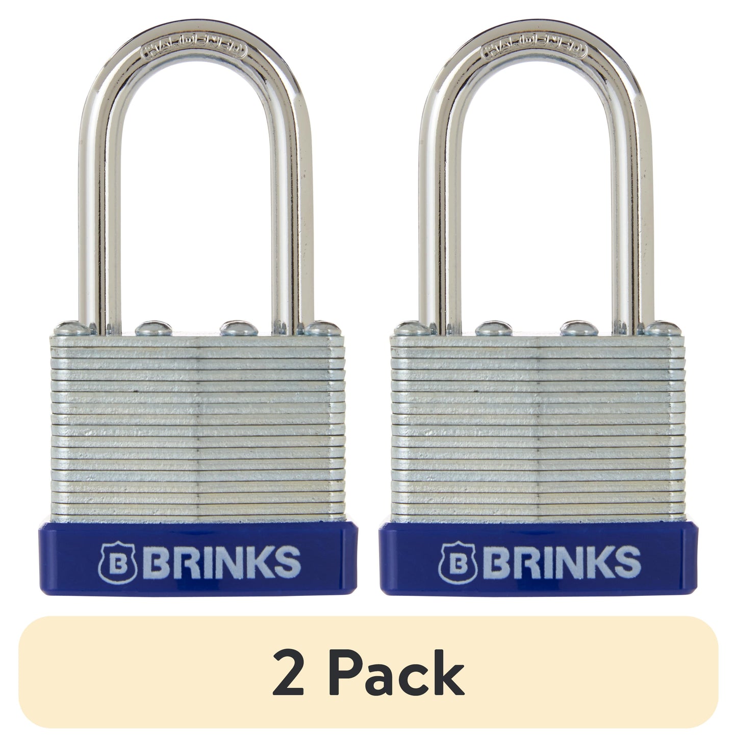 (2 pack) Brinks High-Security Laminated Steel Padlock, 40mm Body with 1-1/2 inch Shackle